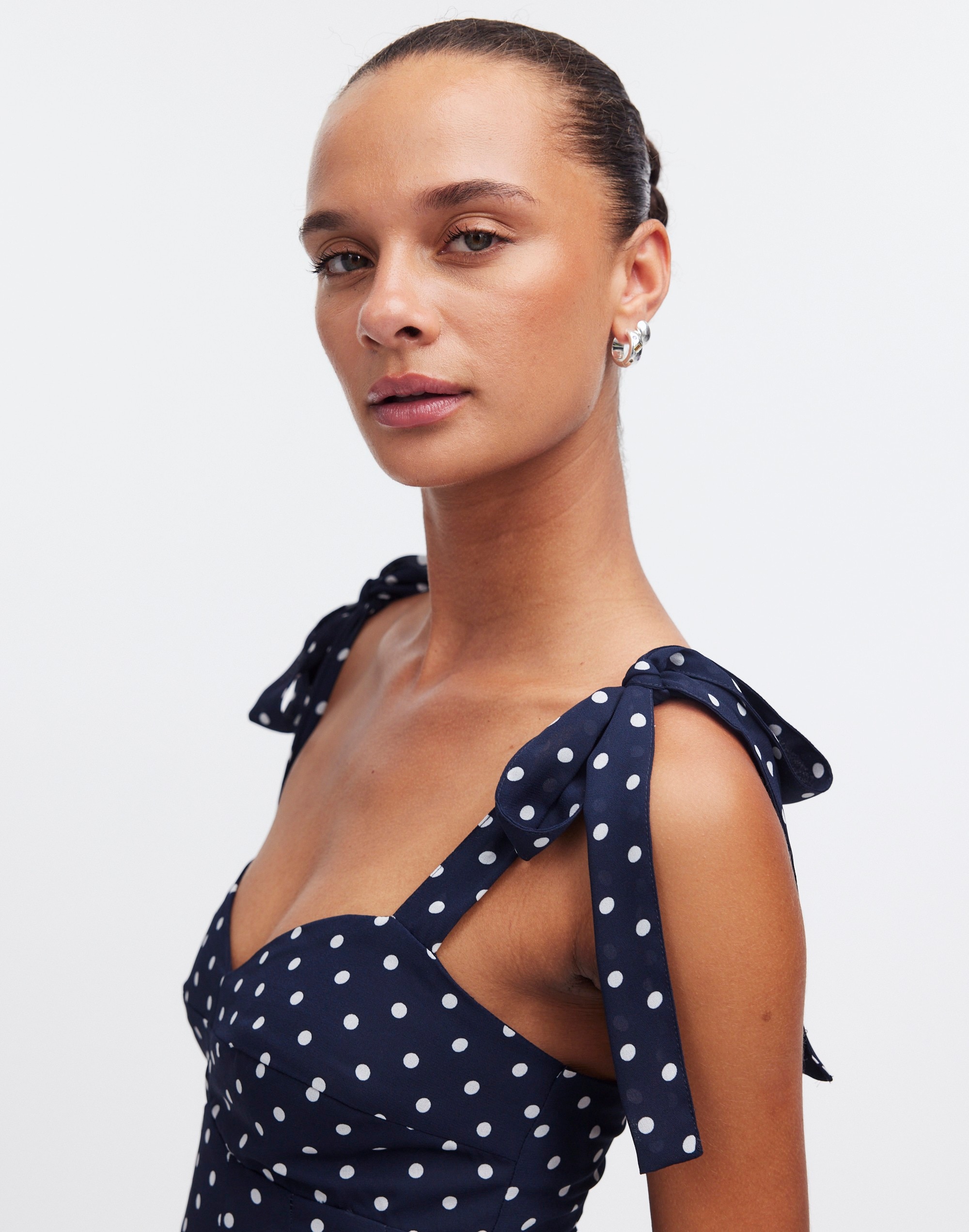 Pleated Sweetheart Midi Dress Polka Dot | Madewell