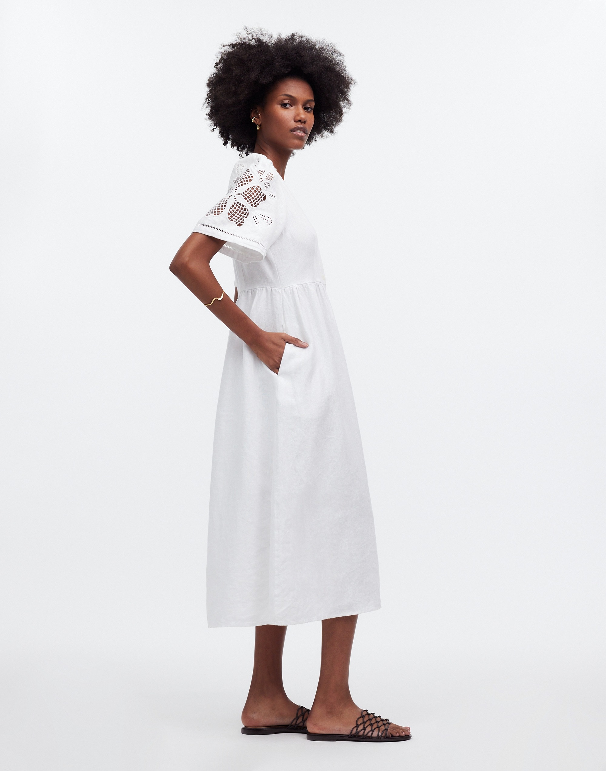 Cassie Button-Front Midi Dress Linen | Madewell