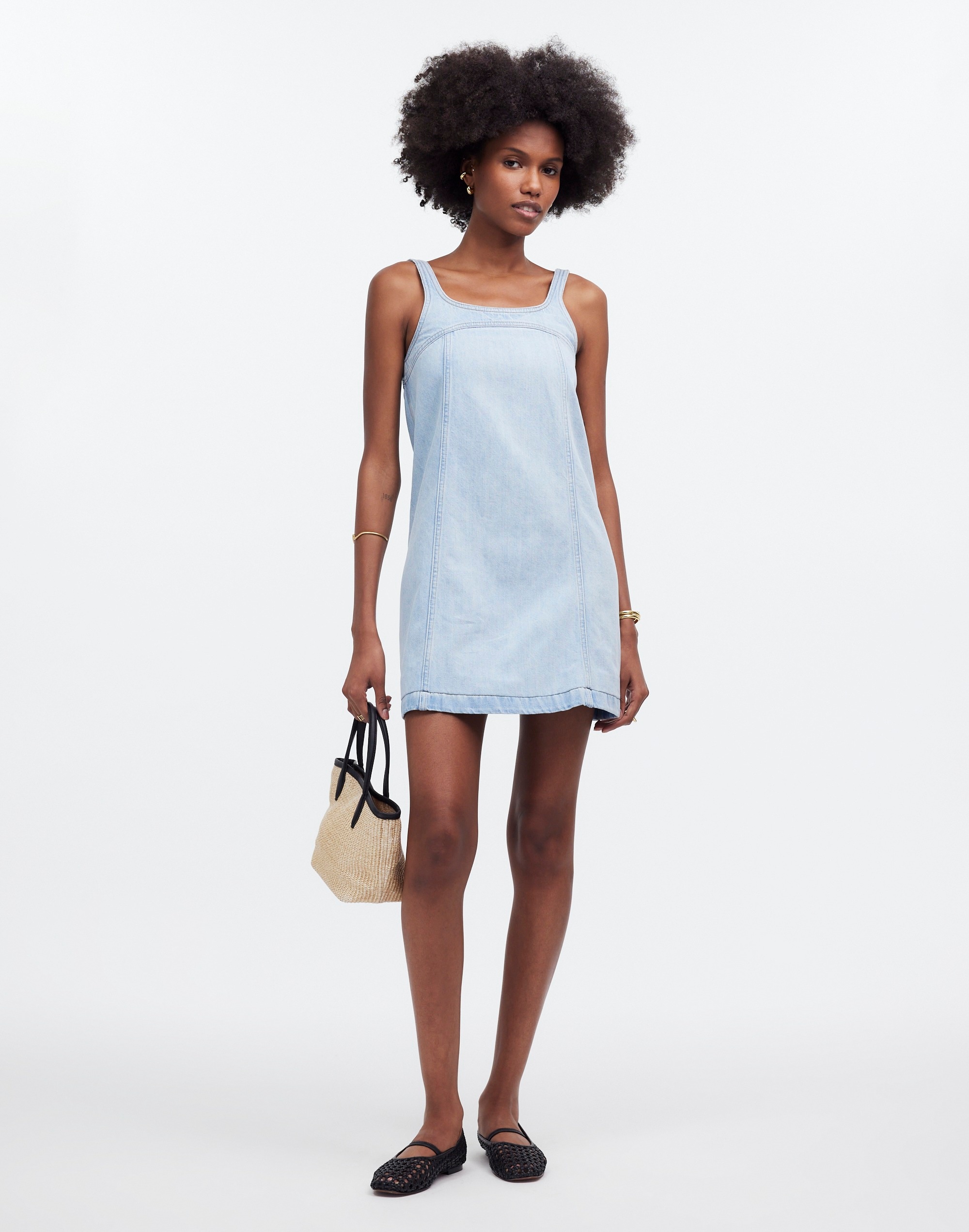 Denim A-Line Sleeveless Mini Dress Fitzgerald Wash