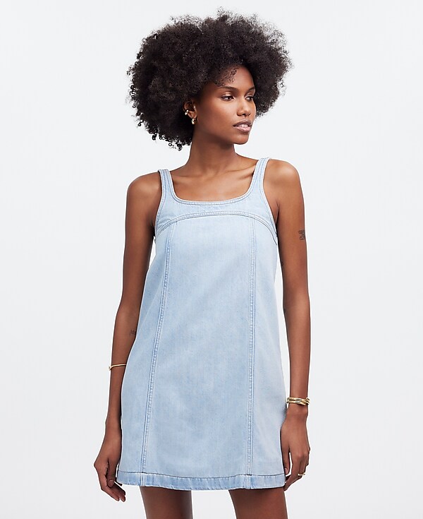 Denim A-Line Sleeveless Mini Dress