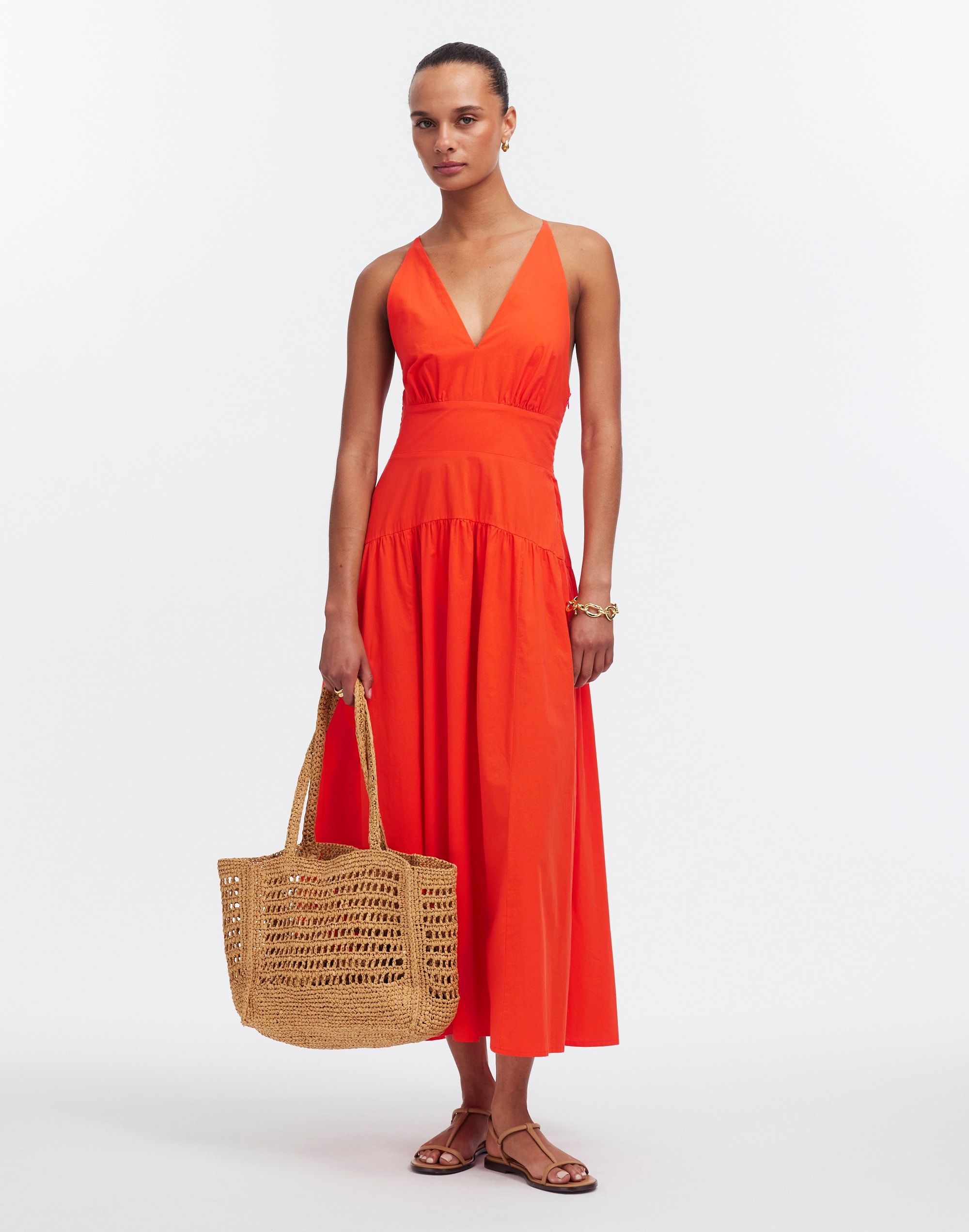 Smocked Halter Midi Dress Poplin | Madewell