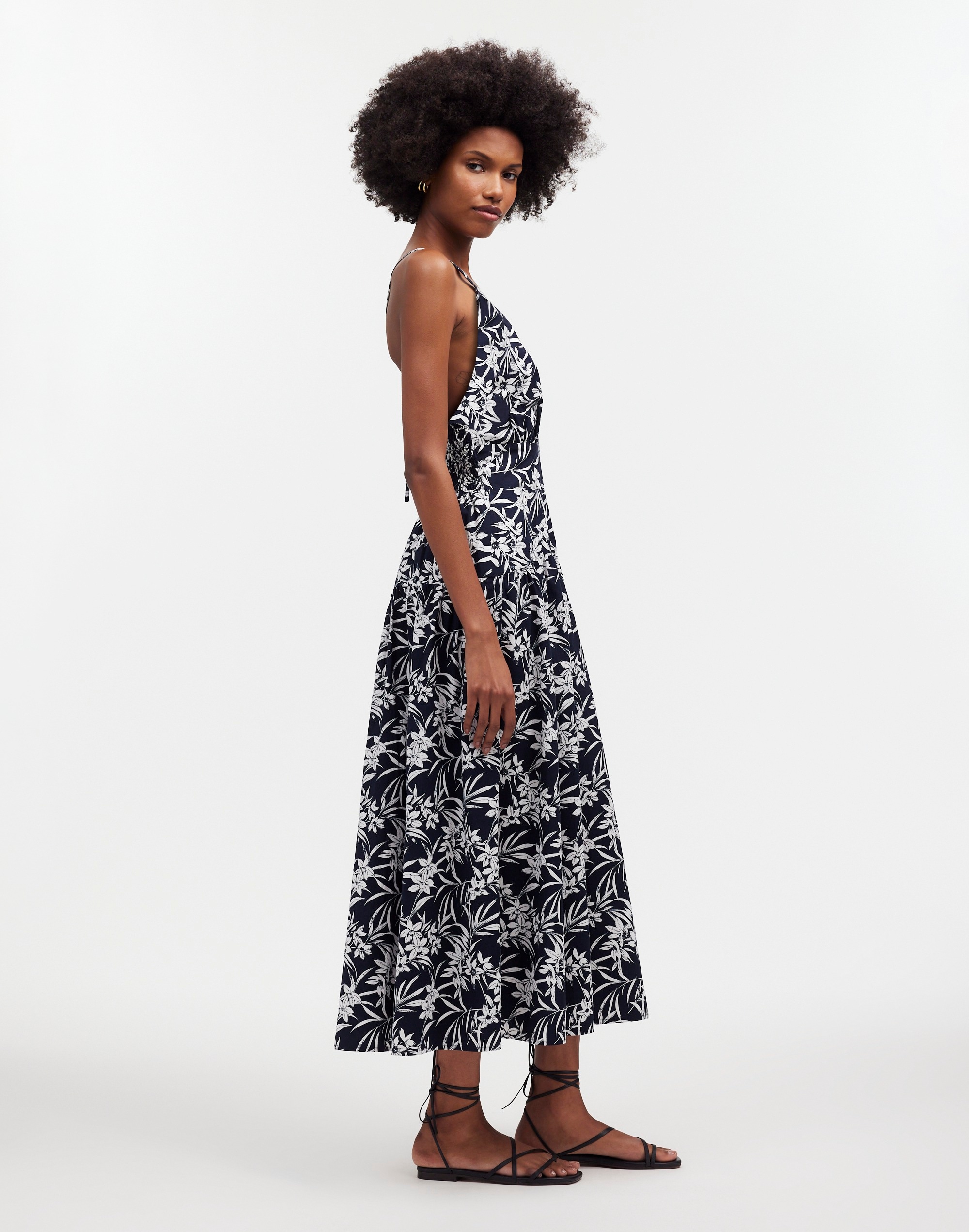 Smocked Halter Midi Dress in Poplin | Madewell