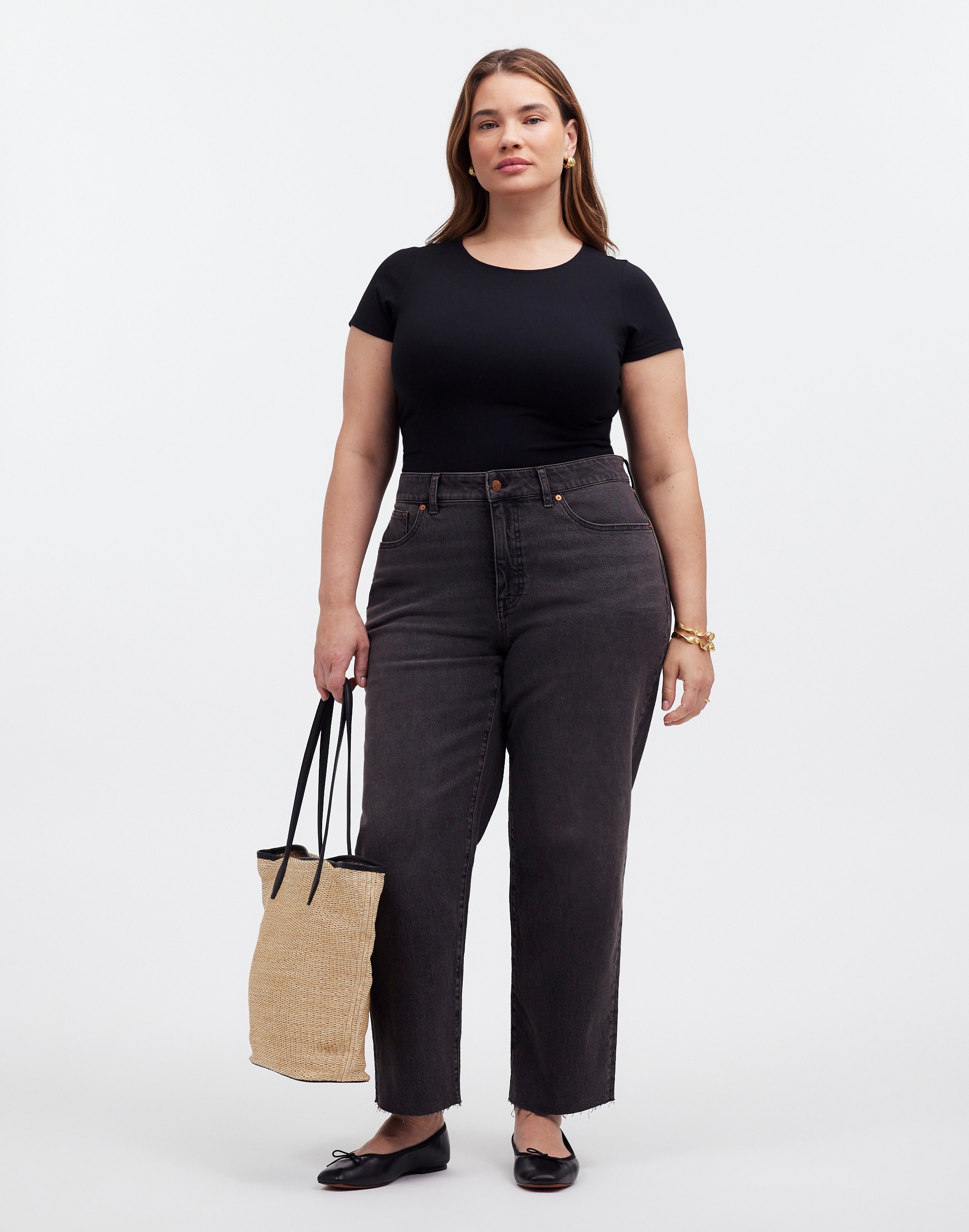 The Plus '90s Straight Crop Jean Washed Black