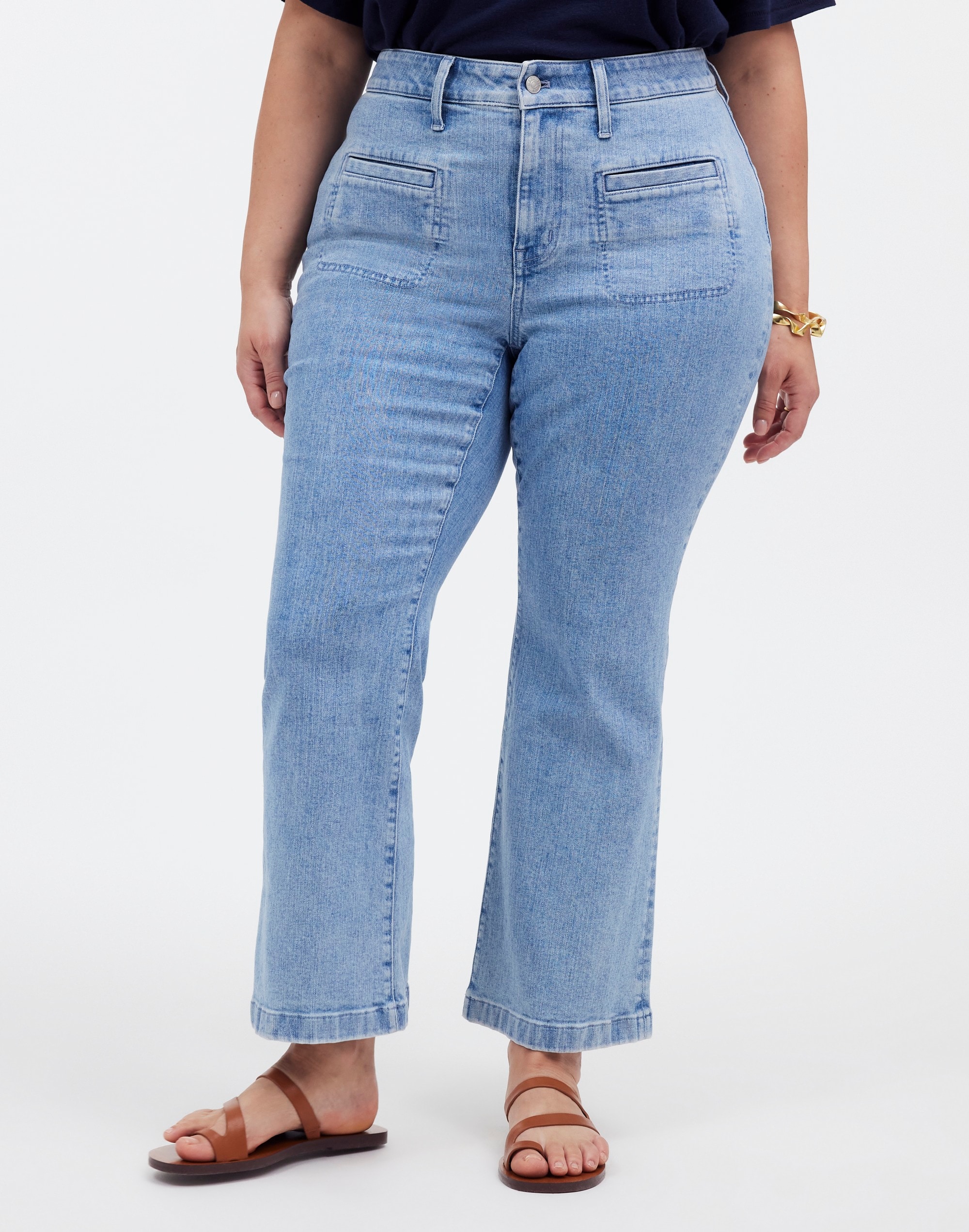 Plus Curvy Kick Out Crop Jeans Penman Wash: Patch Pocket Edition