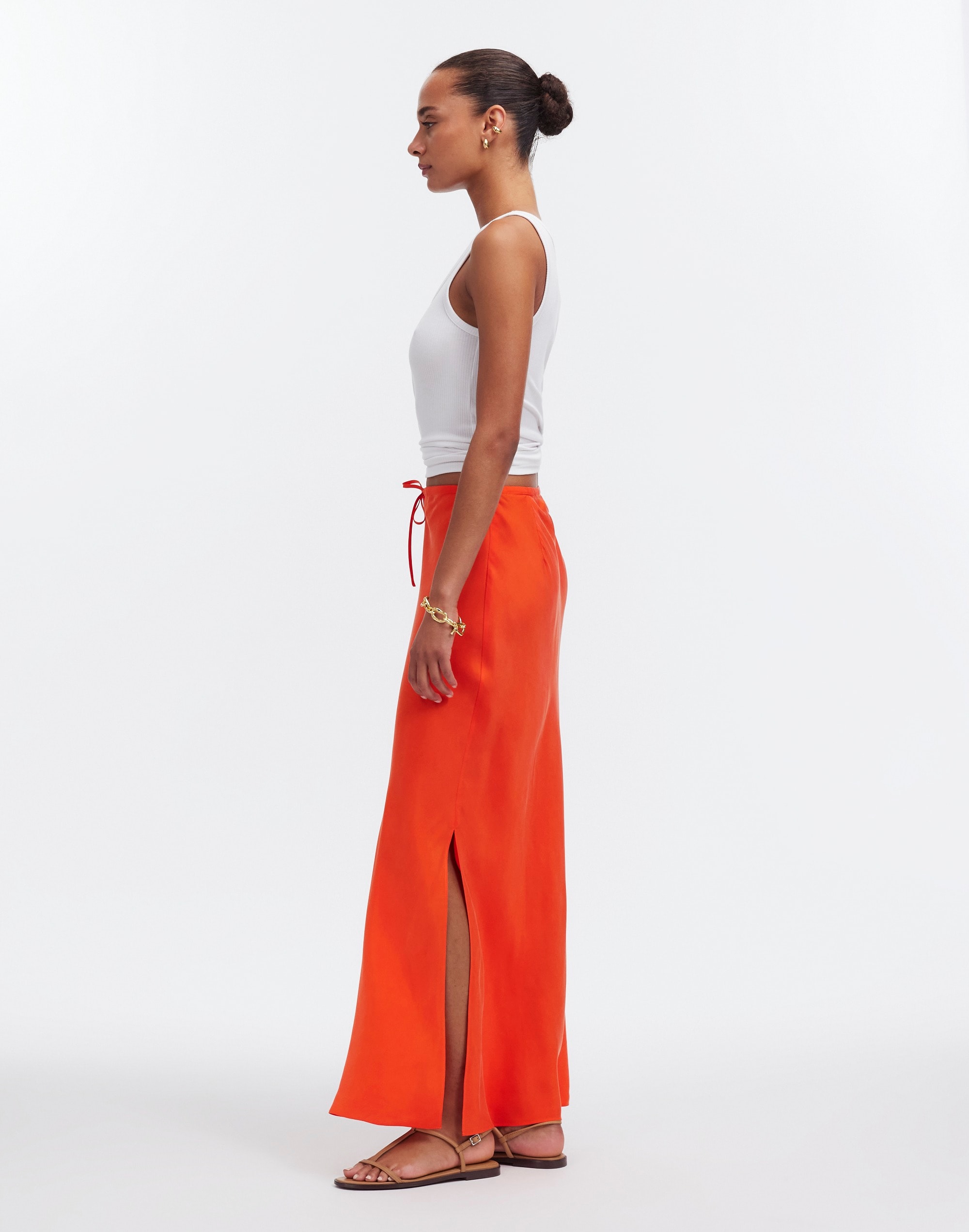 Tie-Waist Maxi Slip Skirt Cupro Blend | Madewell