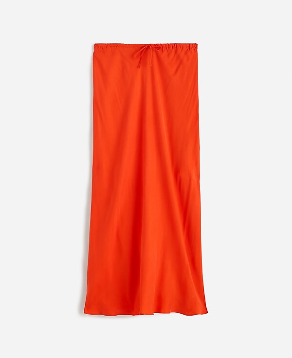 Tie-Waist Maxi Slip Skirt in Cupro Blend