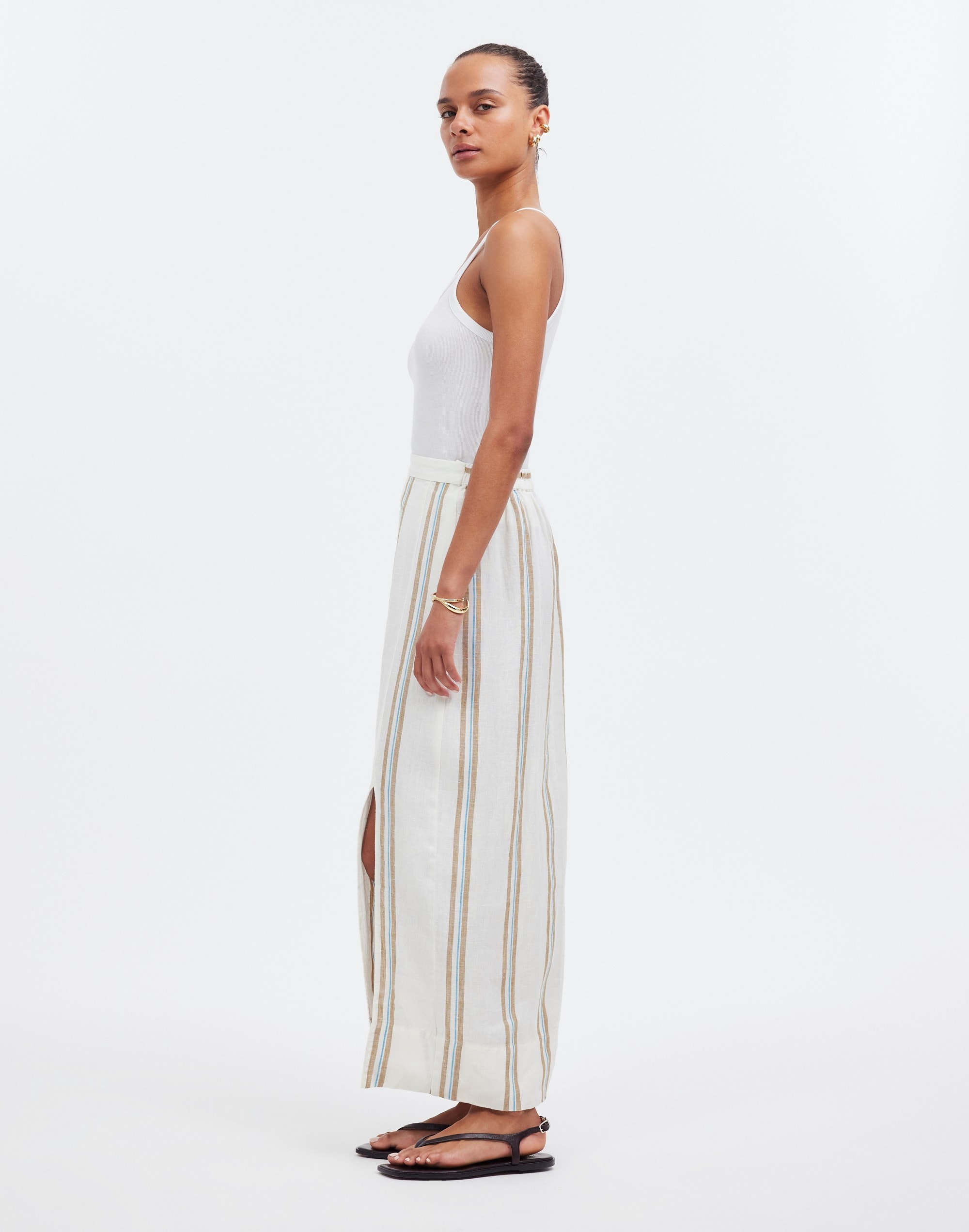 Column Maxi Skirt Striped 100% Linen