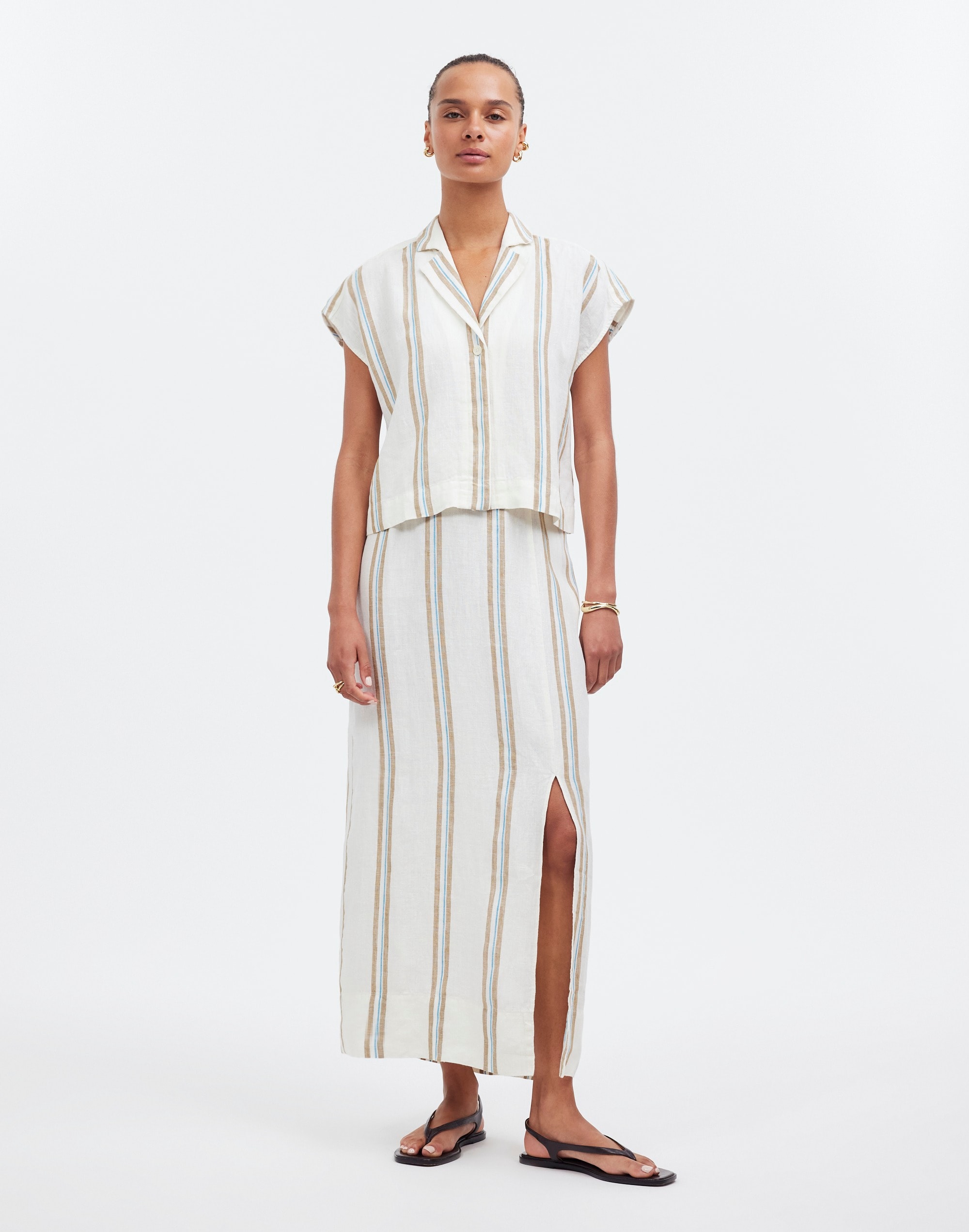 Column Maxi Skirt Striped 100% Linen