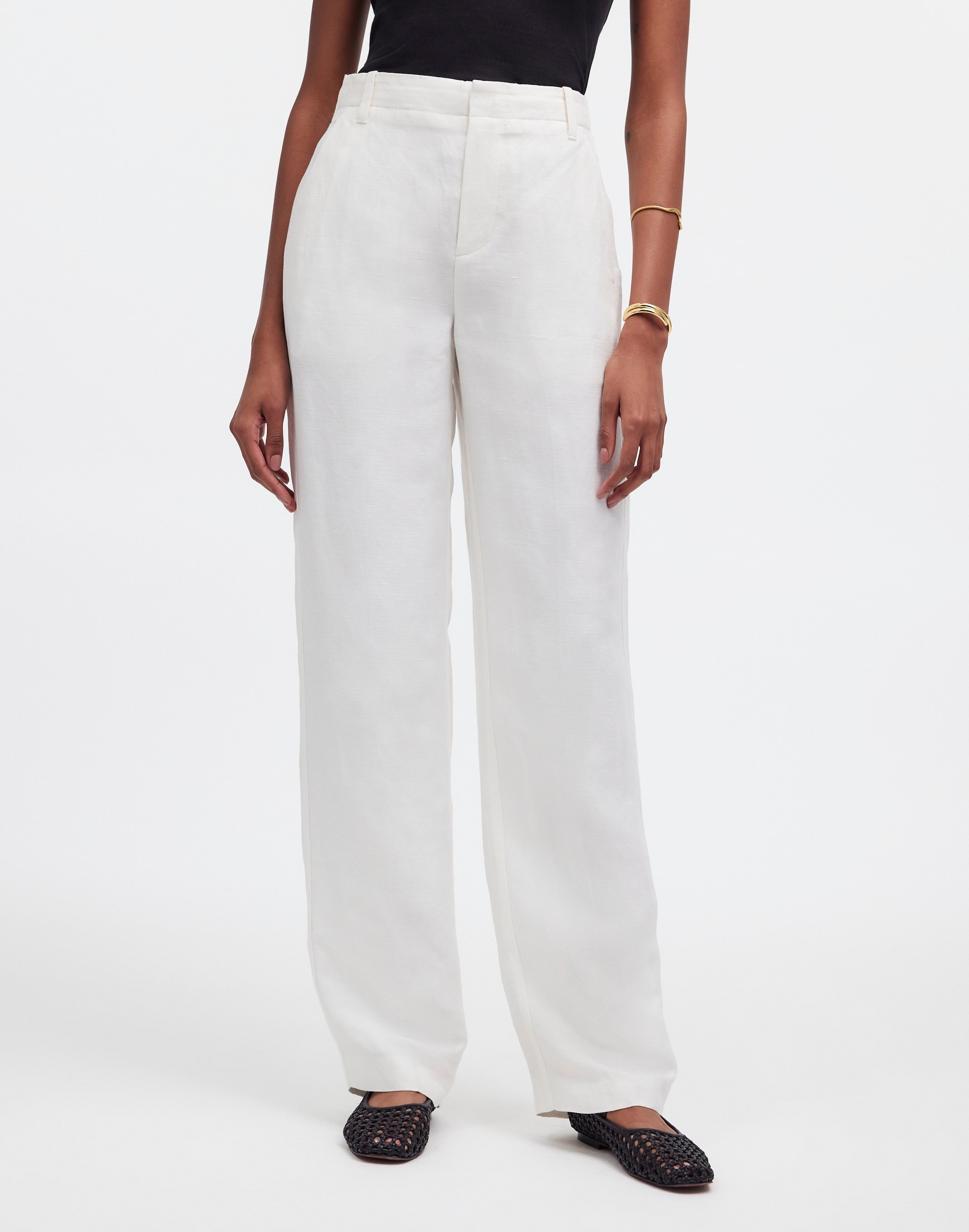 Mid-Rise Straight Pants Linen Blend | Madewell