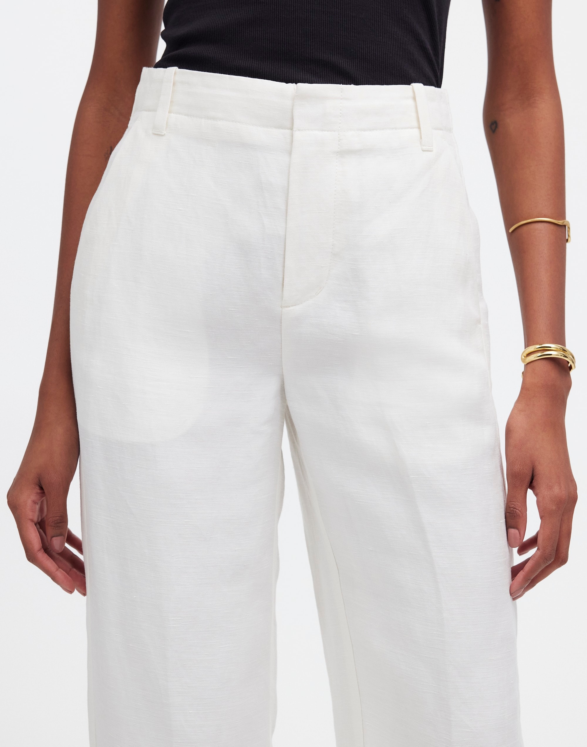 Mid-Rise Straight Pants Linen Blend | Madewell