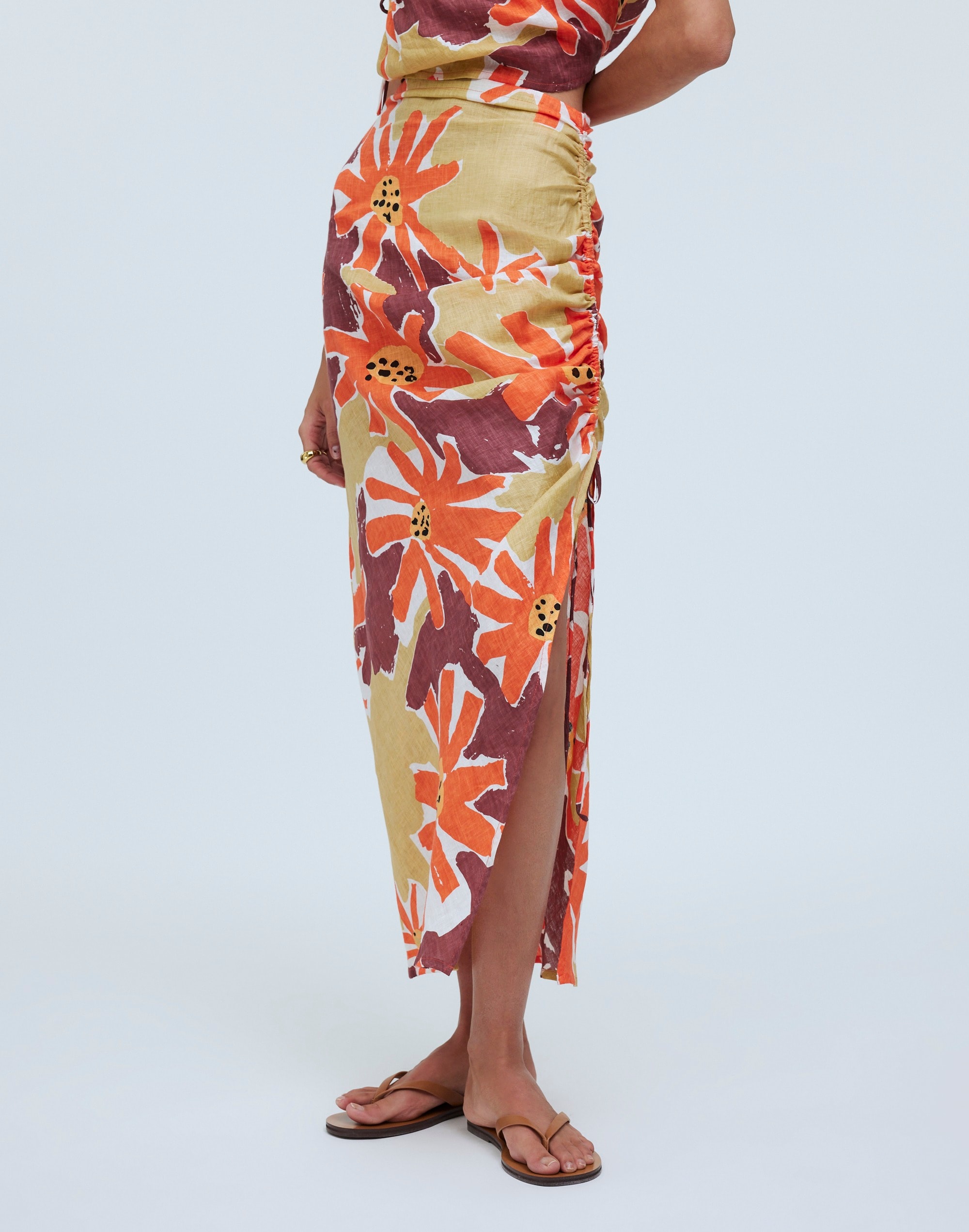 Zulu & Zephyr Wildflower Linen Midi Skirt