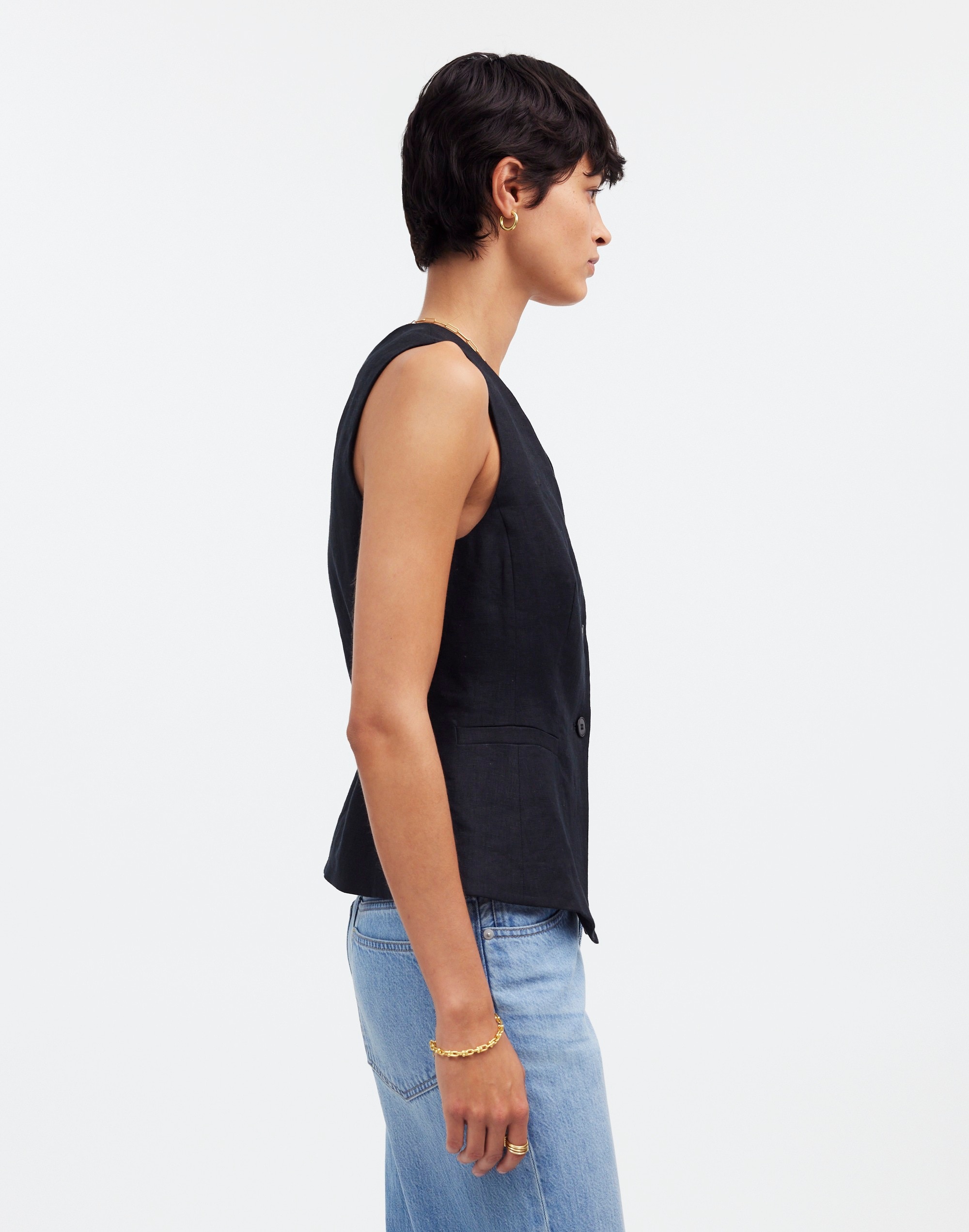 Cutaway Long Vest in 100% Linen | Madewell