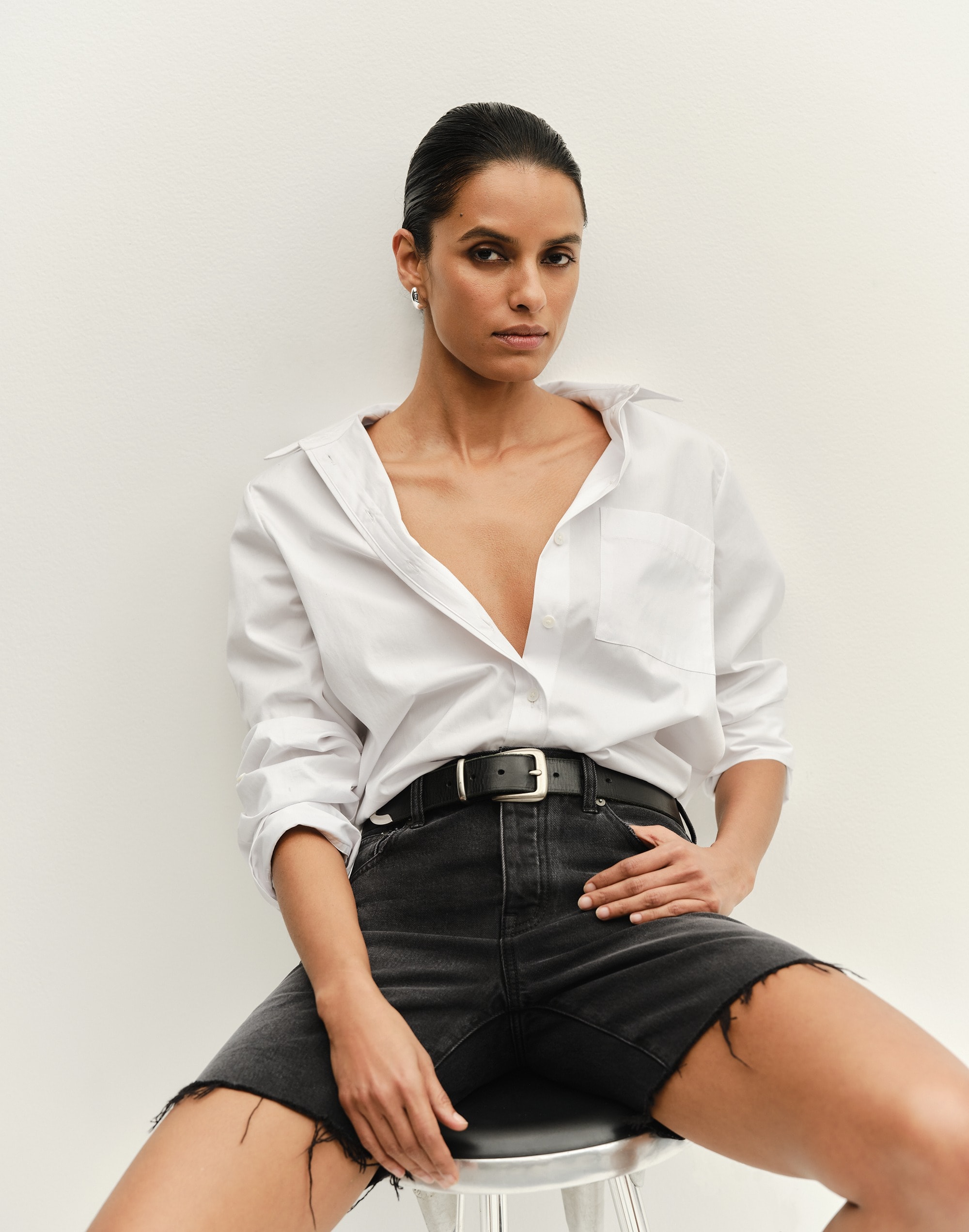 Relaxed Button-Front Shirt Poplin