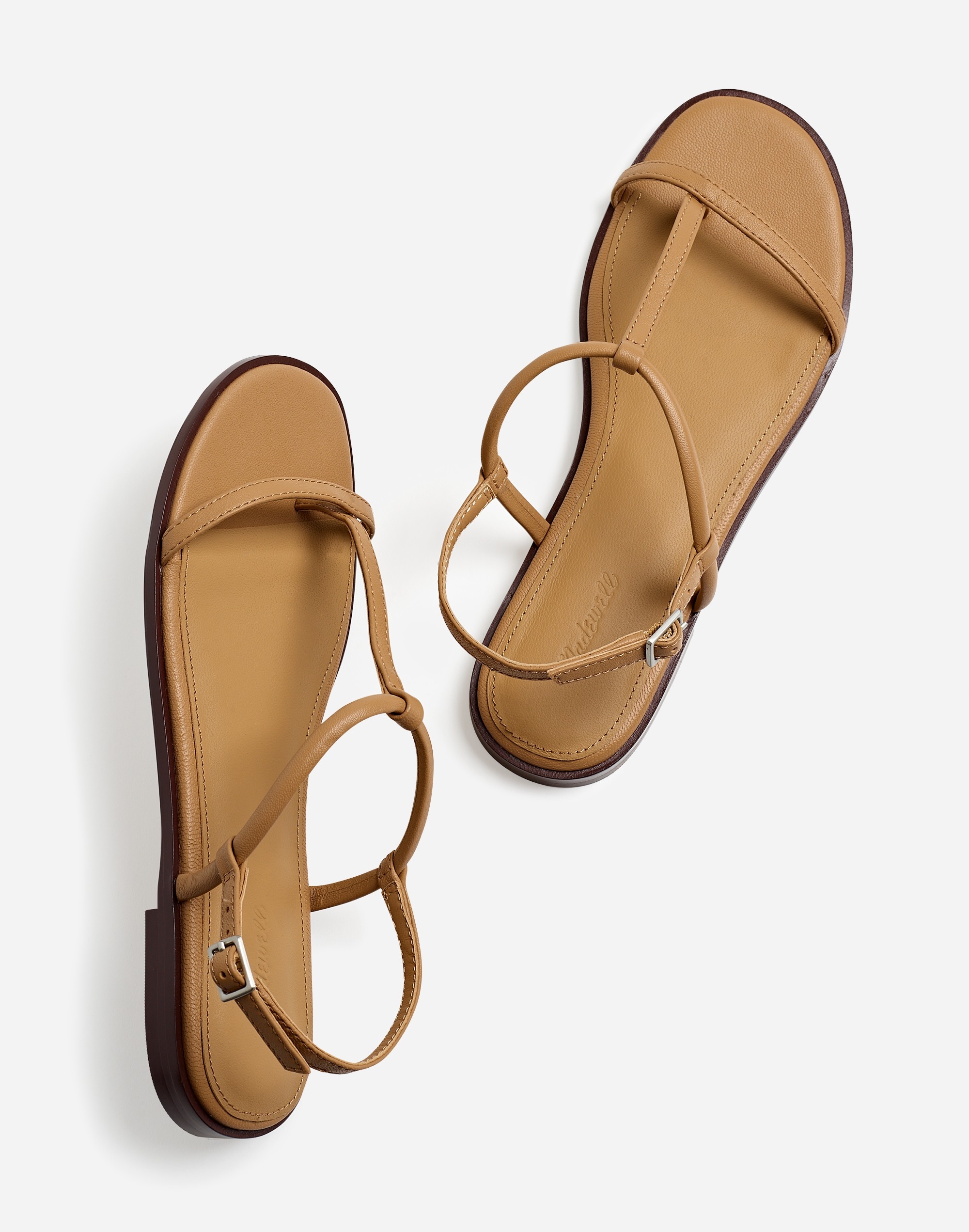 Mw The Bev T-strap Thong Sandal In Amber Brown