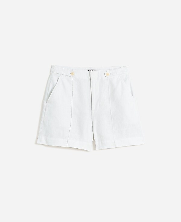 Clean Button-Tab Shorts in Linen Canvas