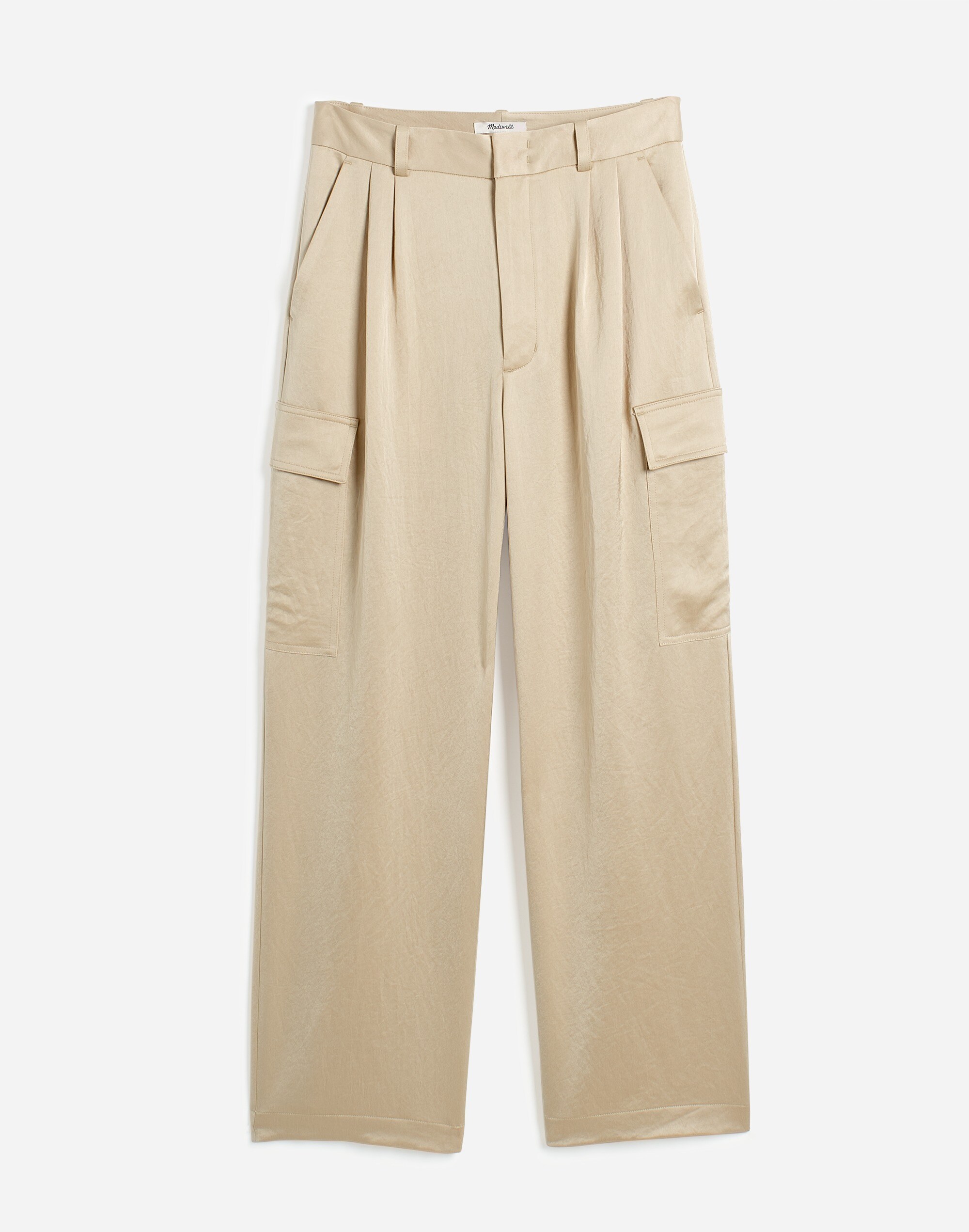 High-Rise Straight Cargo Trousers Satin | Madewell