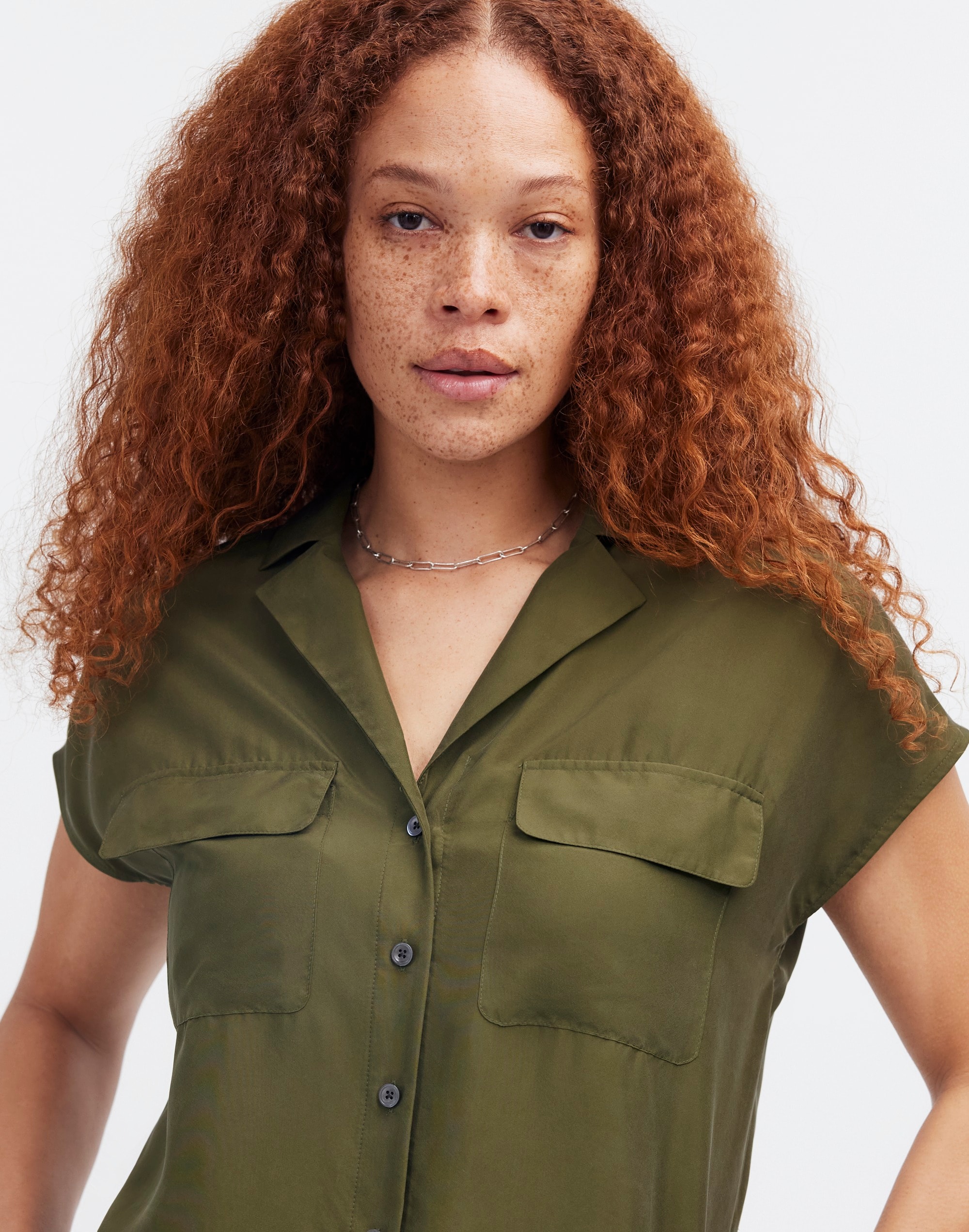 Silk Drapey Patch-Pocket Sleeveless Shirt | Madewell