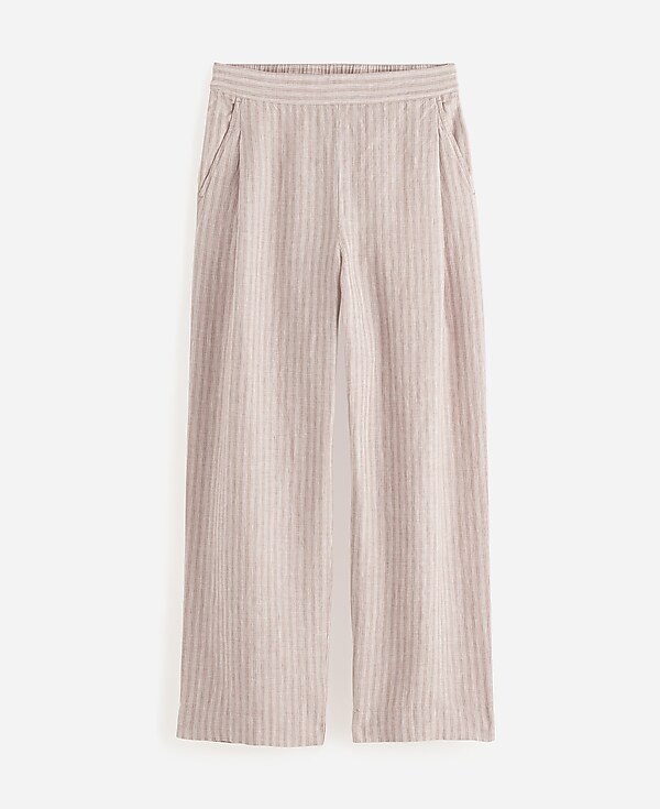 Pull-On Straight Crop Pants in 100% Linen