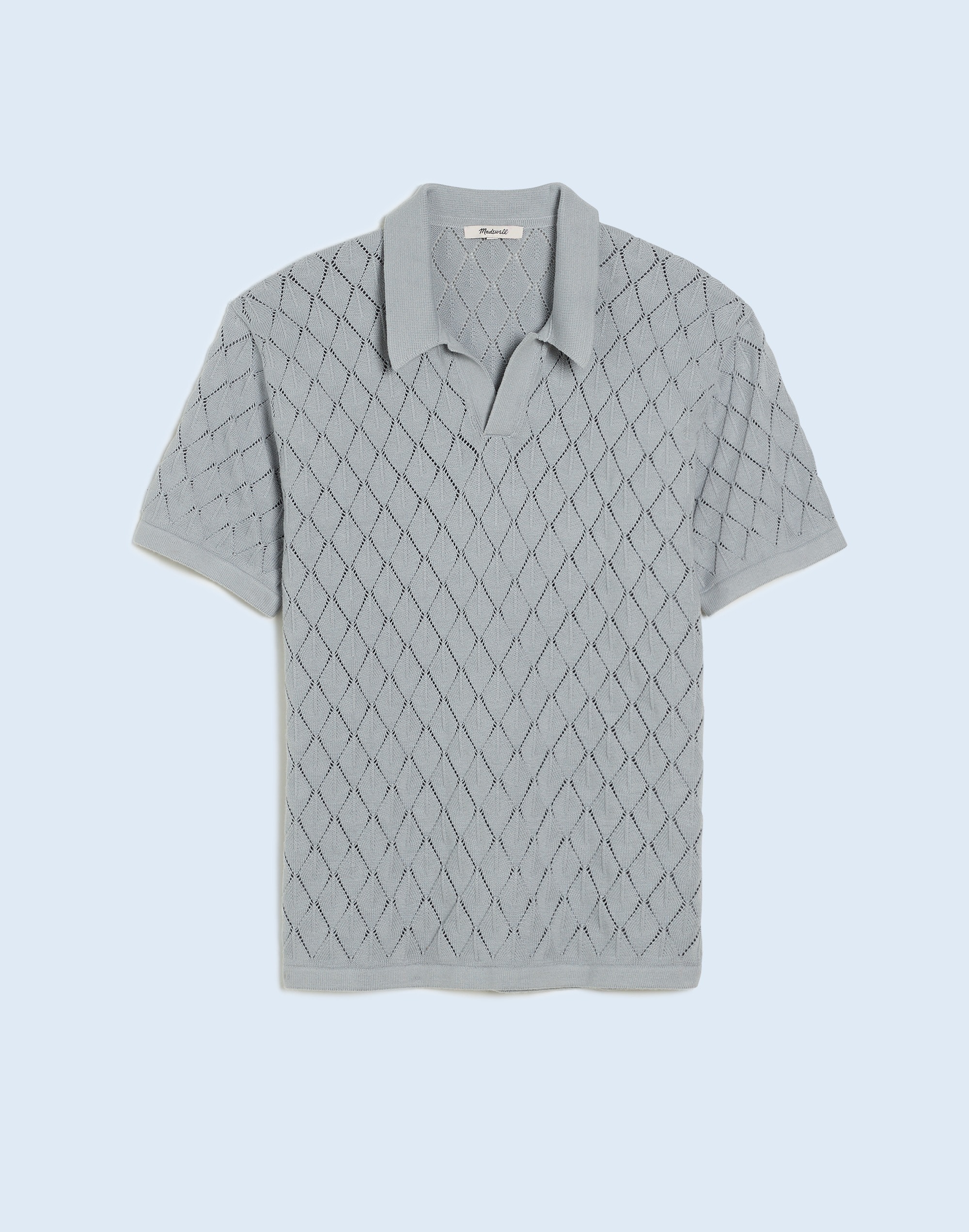 Johnny-Collar Sweater Polo Shirt Diamond Stitch