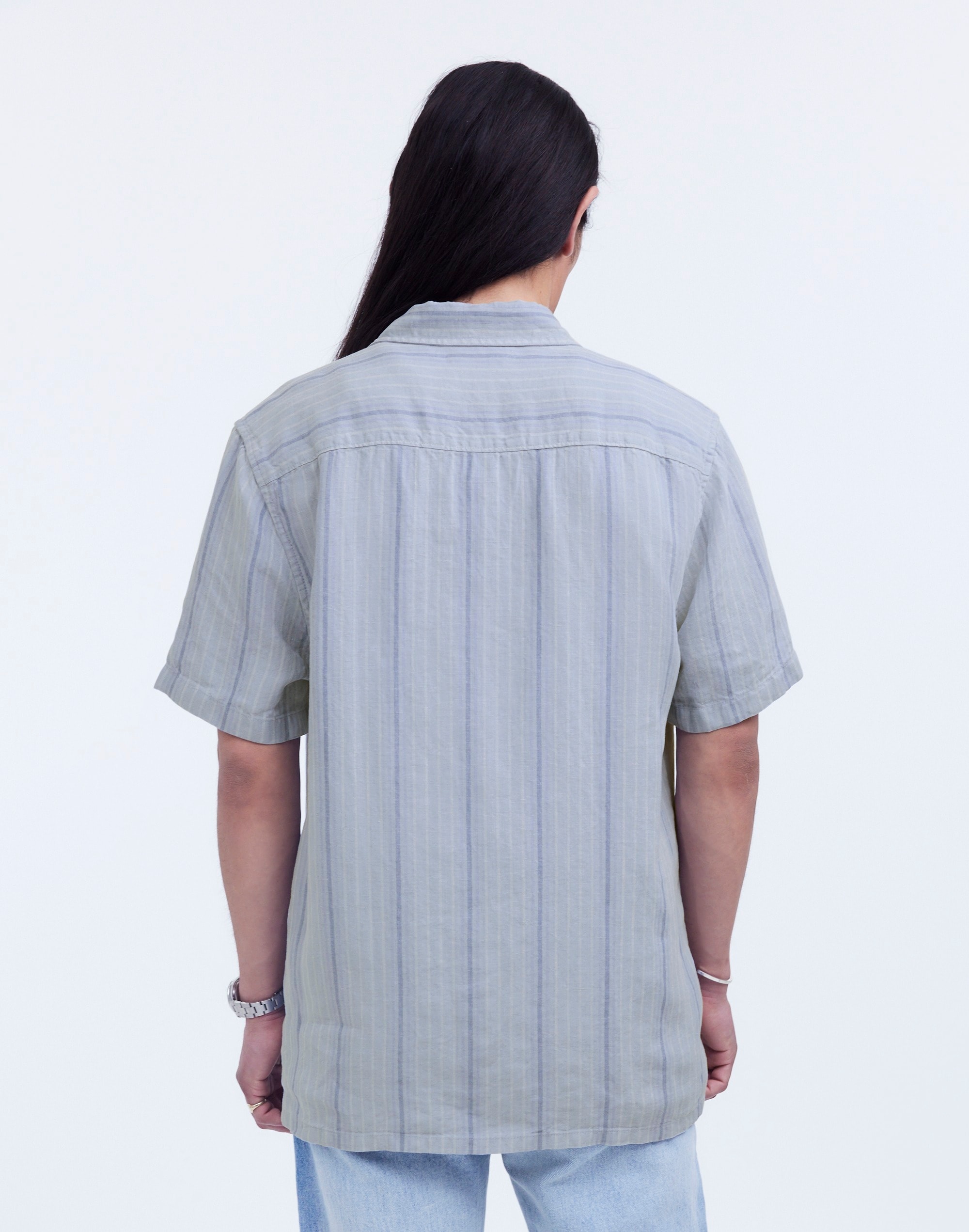 Easy Short-Sleeve Shirt Stripe Linen