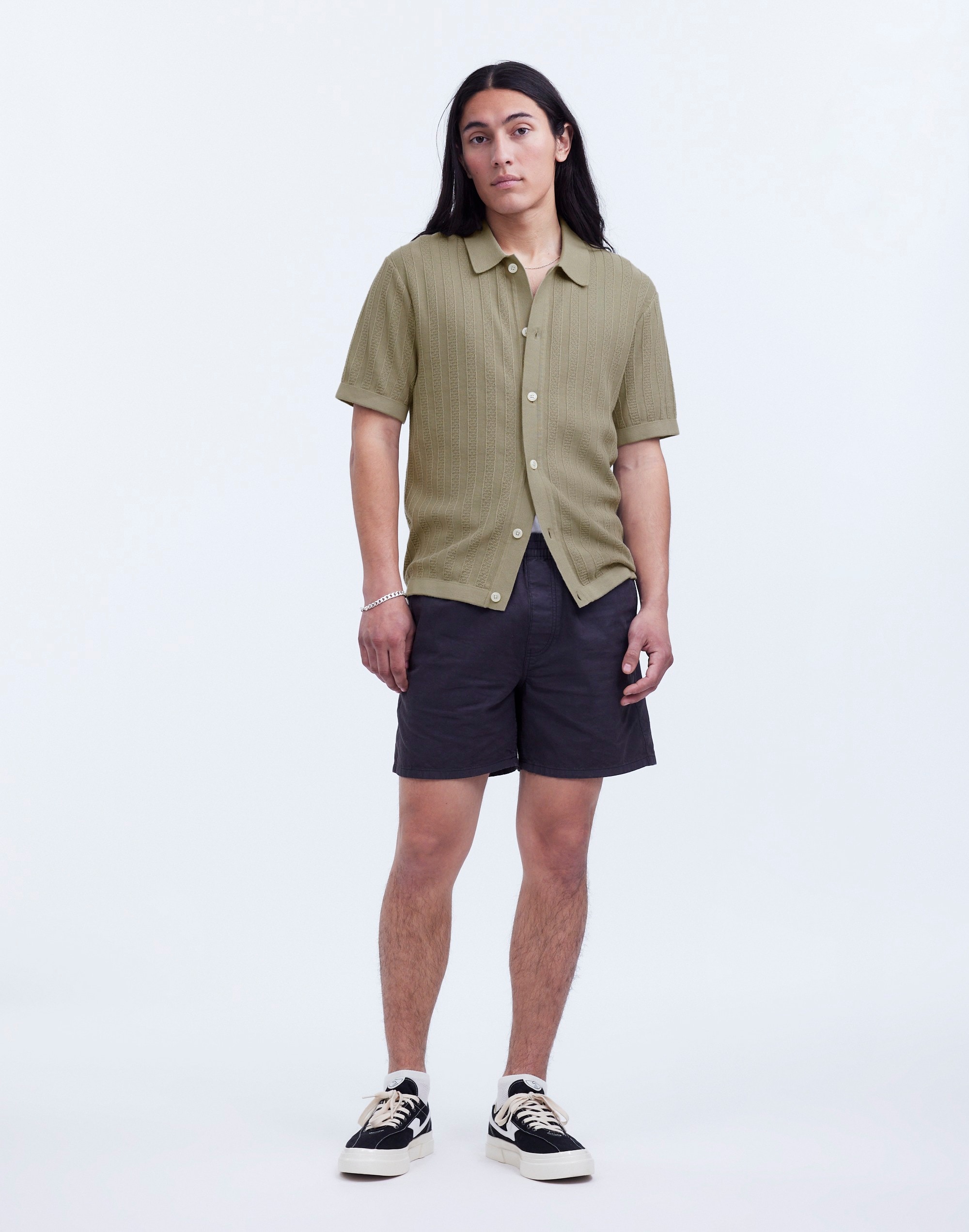 Shop Mw Button-up Sweater Polo In Sagebrush