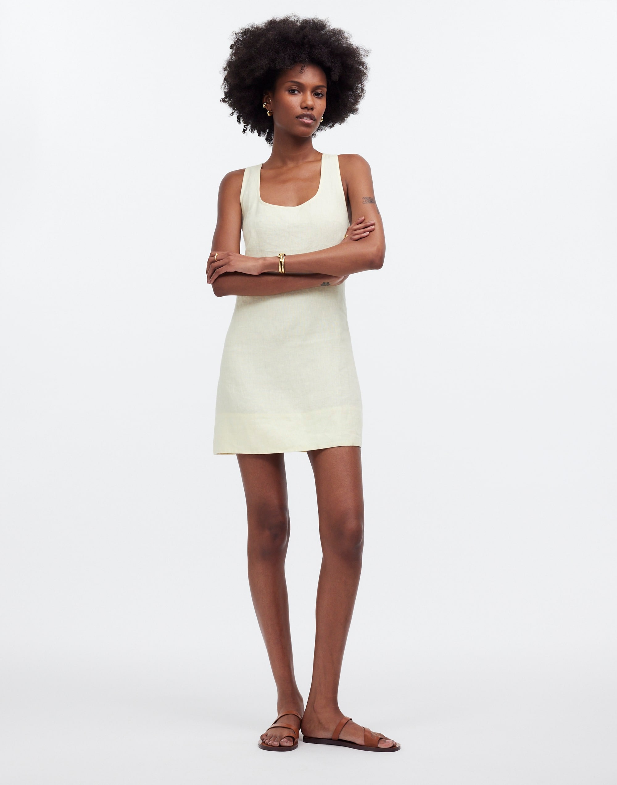 Cross-Back A-Line Mini Dress Linen | Madewell