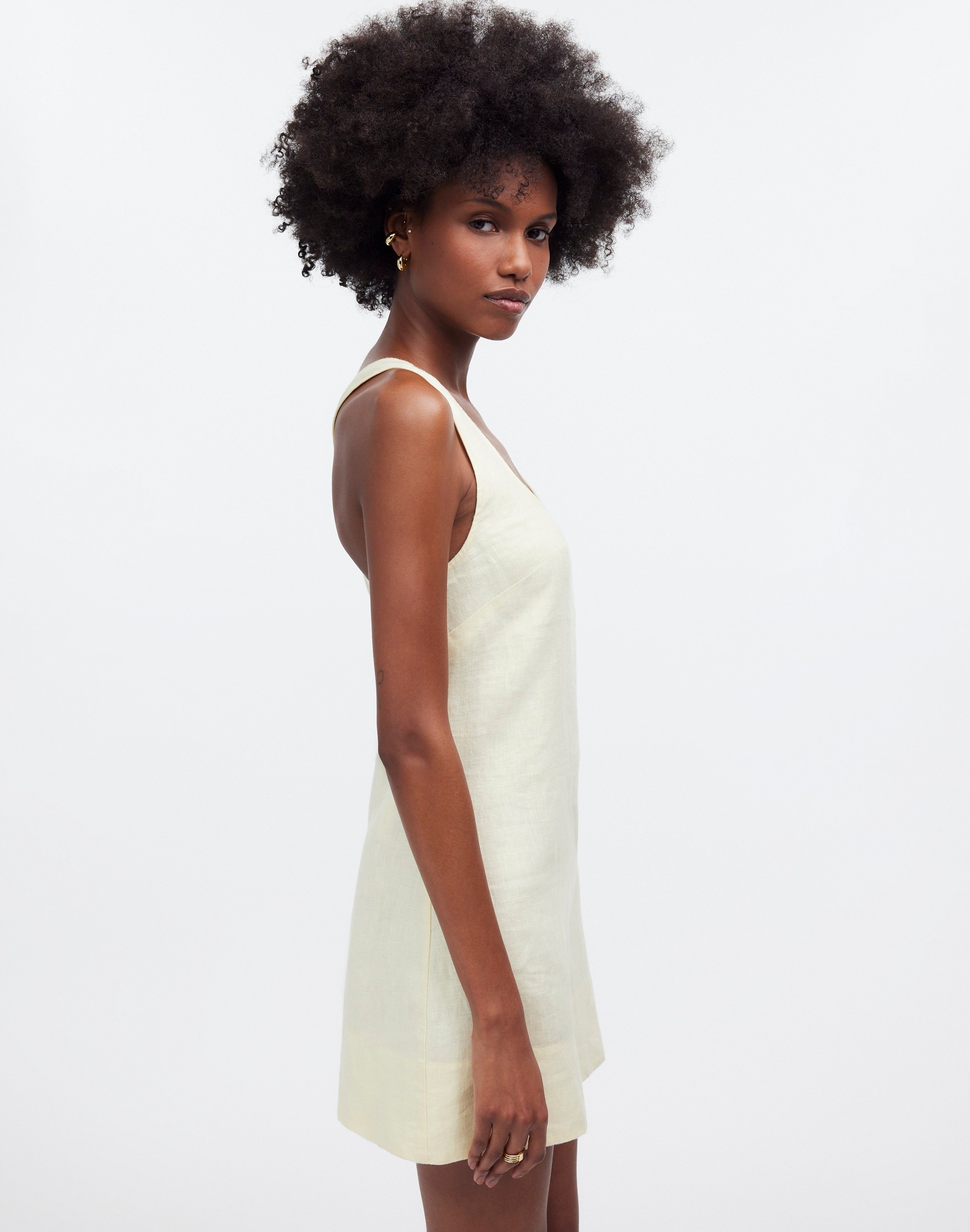 Cross-Back A-Line Mini Dress Linen | Madewell