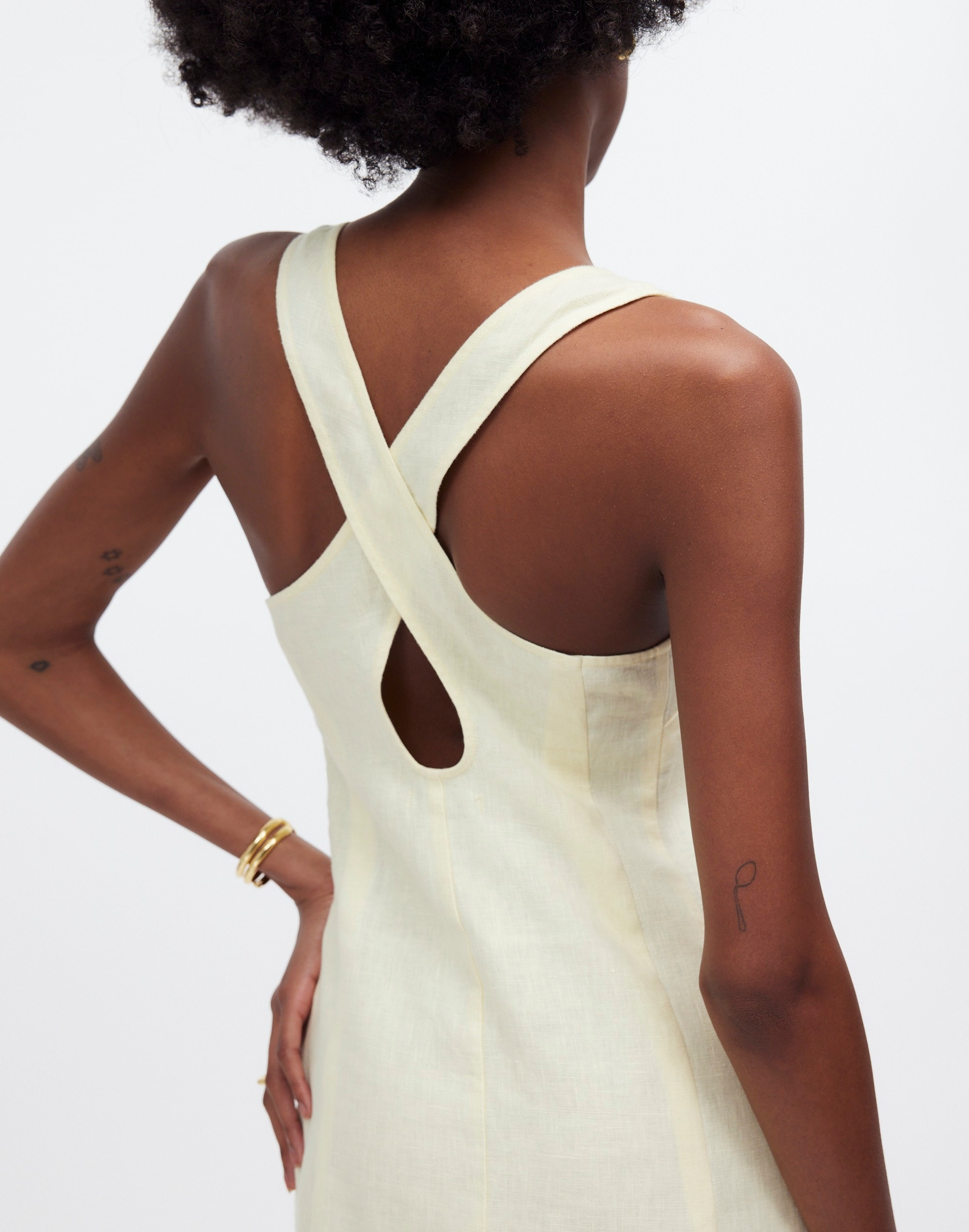 Cross-Back A-Line Mini Dress Linen | Madewell