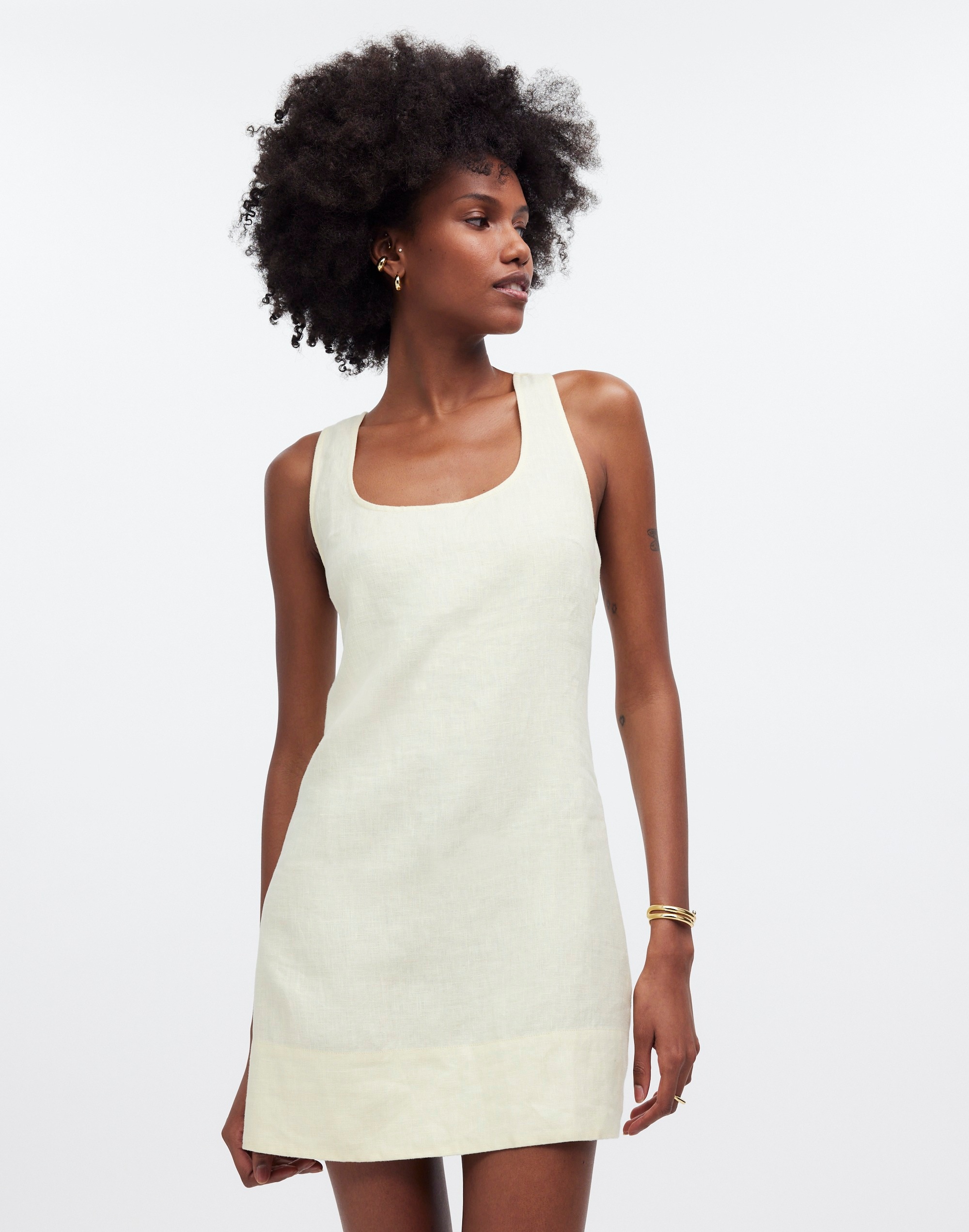 Cross-Back A-Line Mini Dress Linen | Madewell