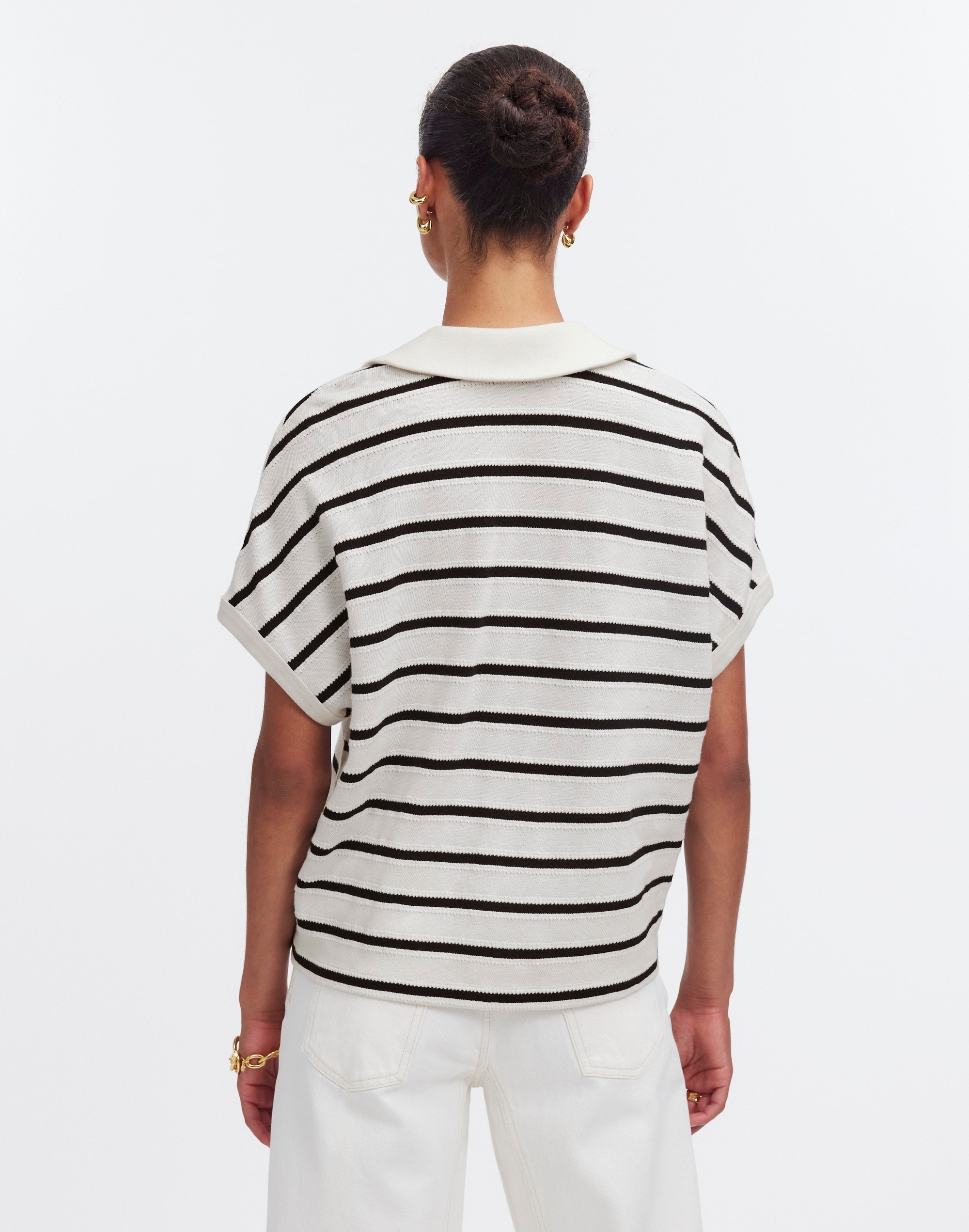 Relaxed V-Neck Polo Shirt Stripe | Madewell