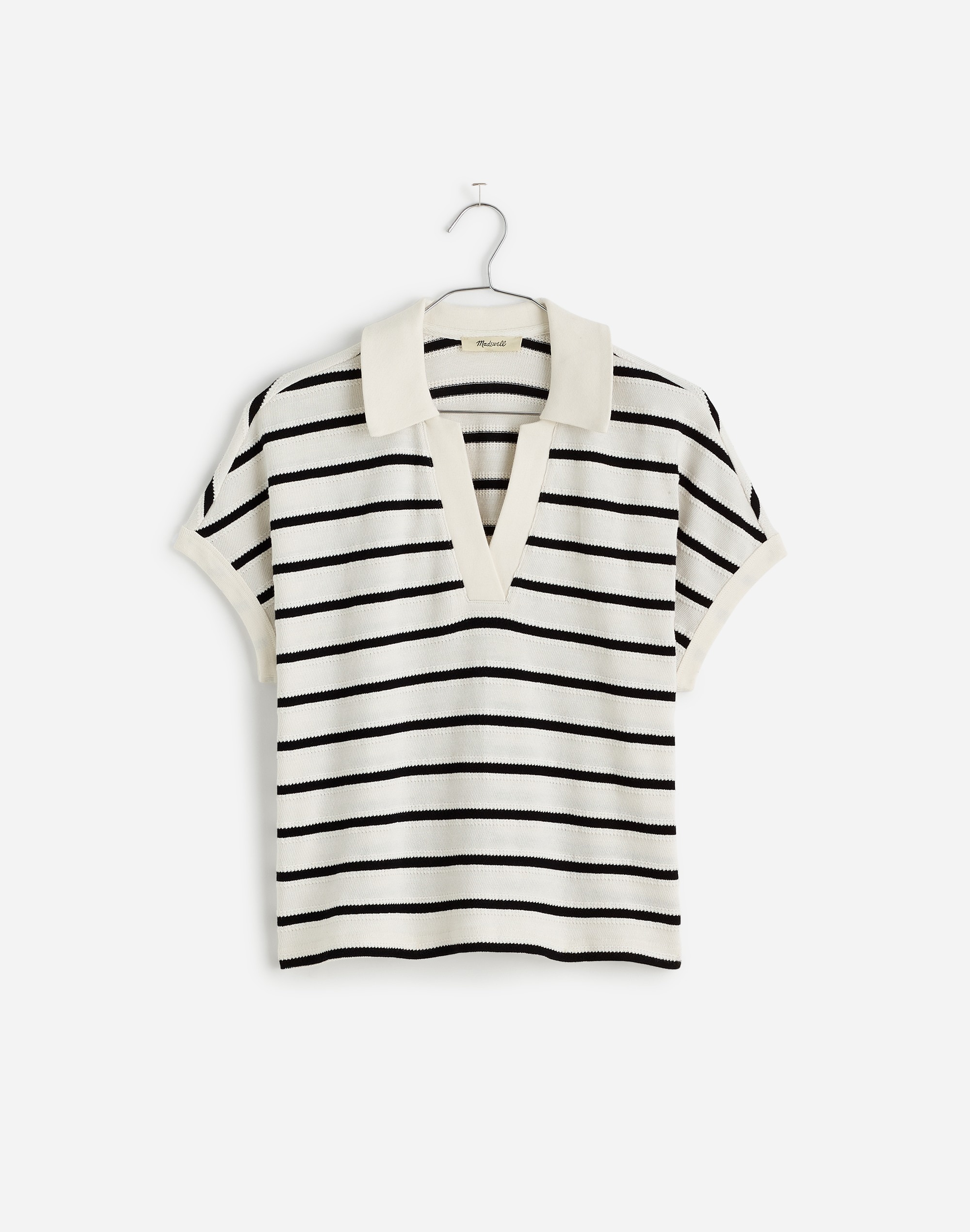 Relaxed V-Neck Polo Shirt in Stripe | Madewell