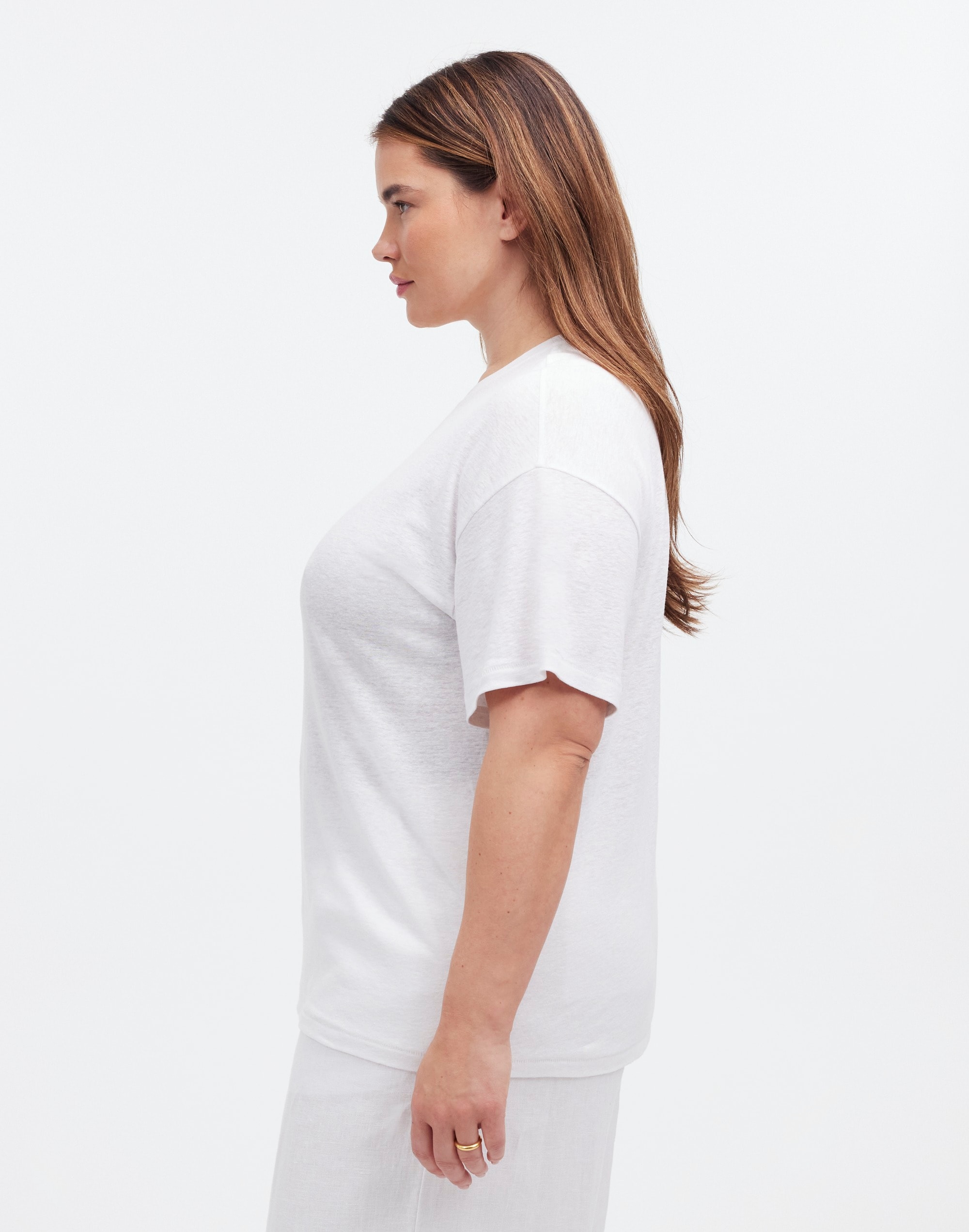 Plus Linen-Blend Crewneck Oversized Tee | Madewell