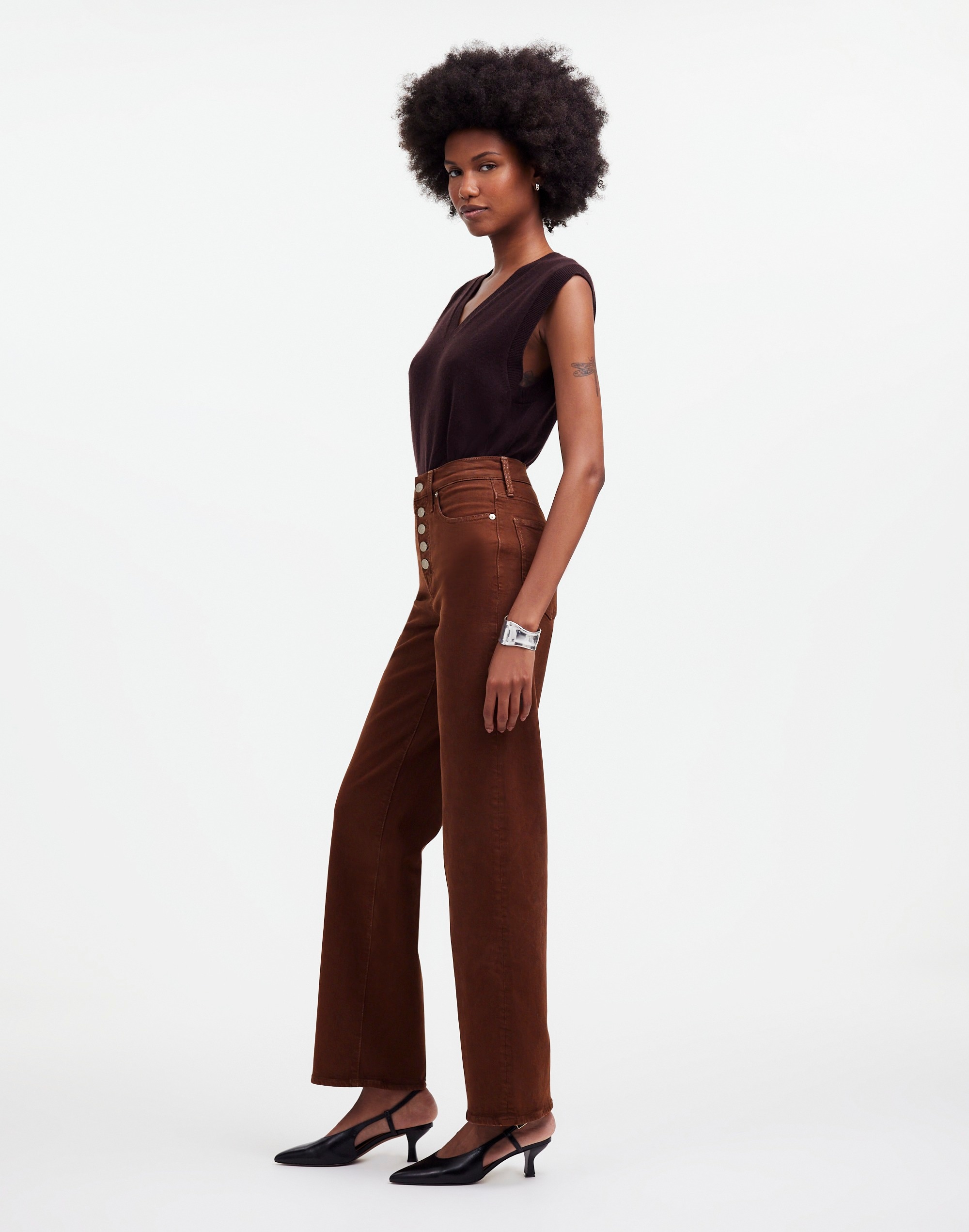 The Perfect Vintage Wide-Leg Jean Dark Coffee: Button-Front Edition | Madewell