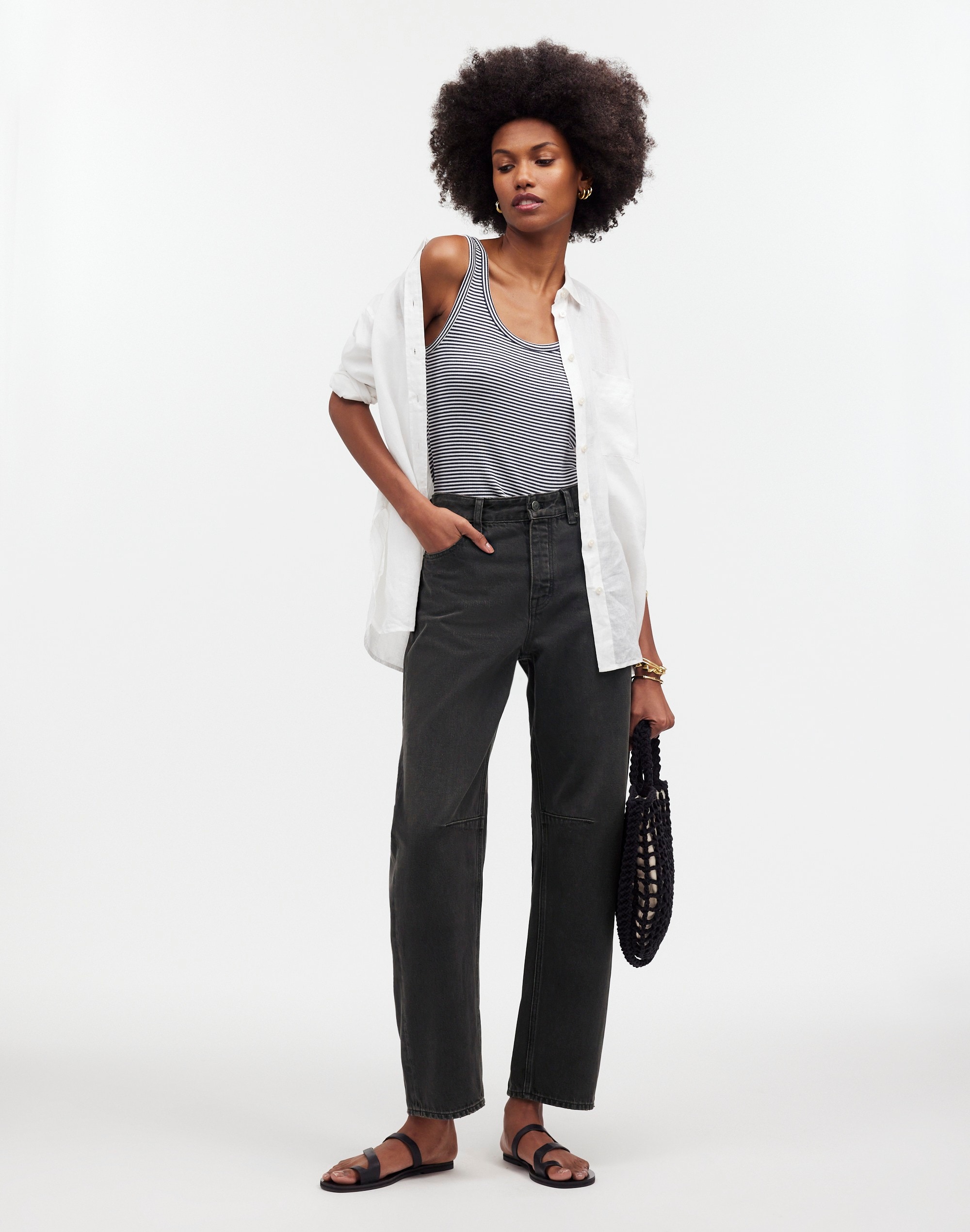 The Petite Darted Barrel-Leg Jean | Madewell