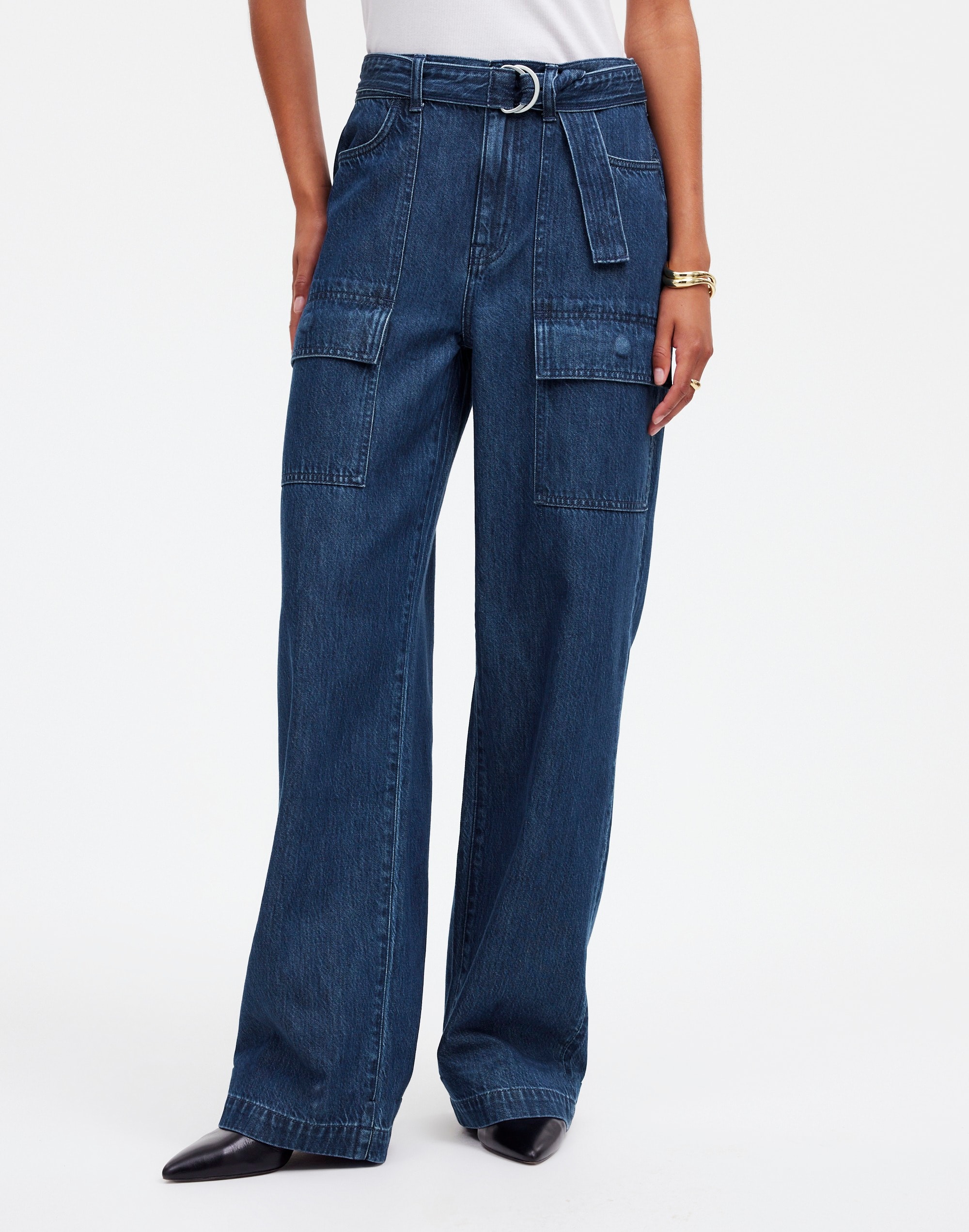 Belted Wide-Leg Cargo jeans Marlberry Wash: Airy Denim Edition | Madewell