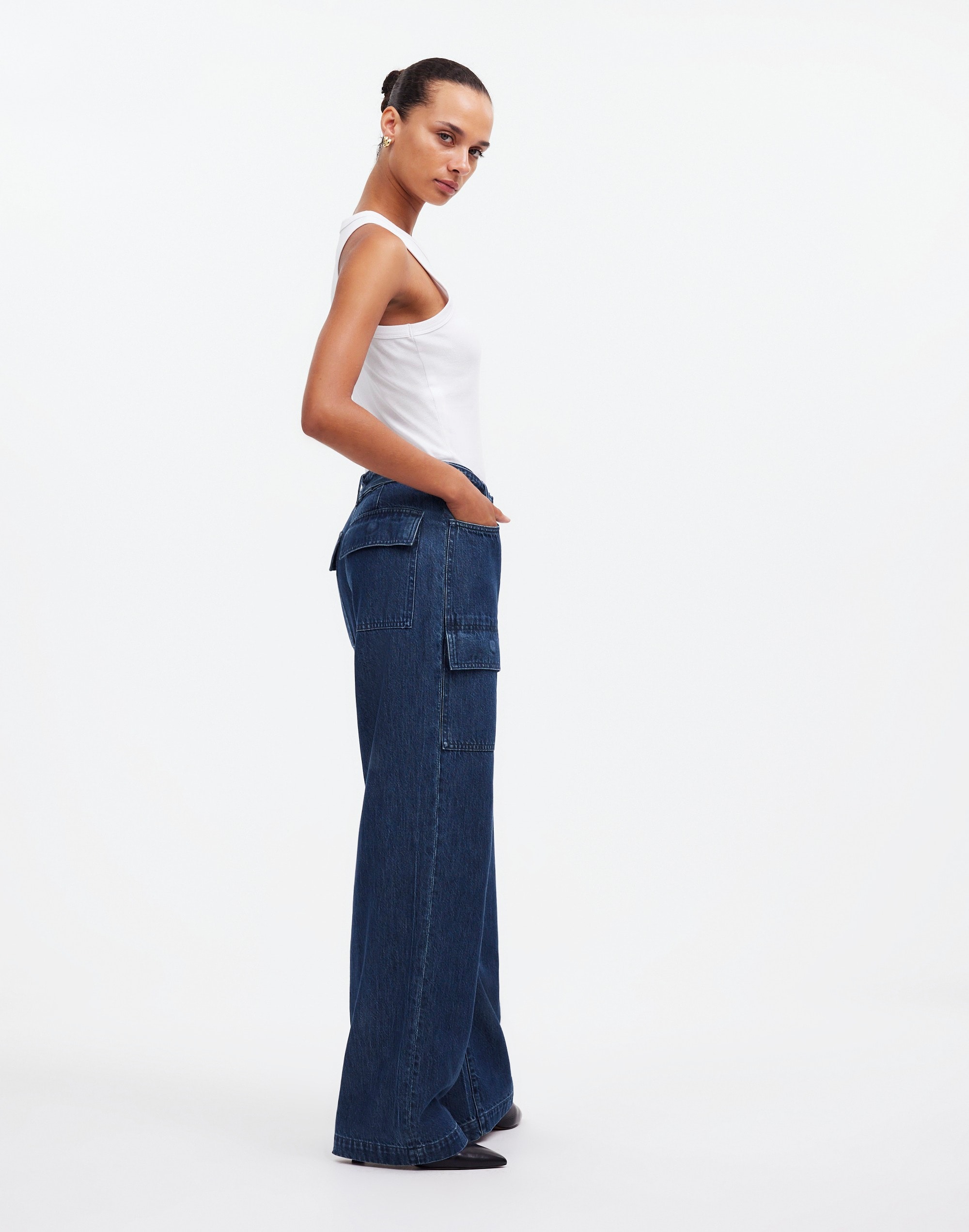 Belted Wide-Leg Cargo jeans Marlberry Wash: Airy Denim Edition | Madewell