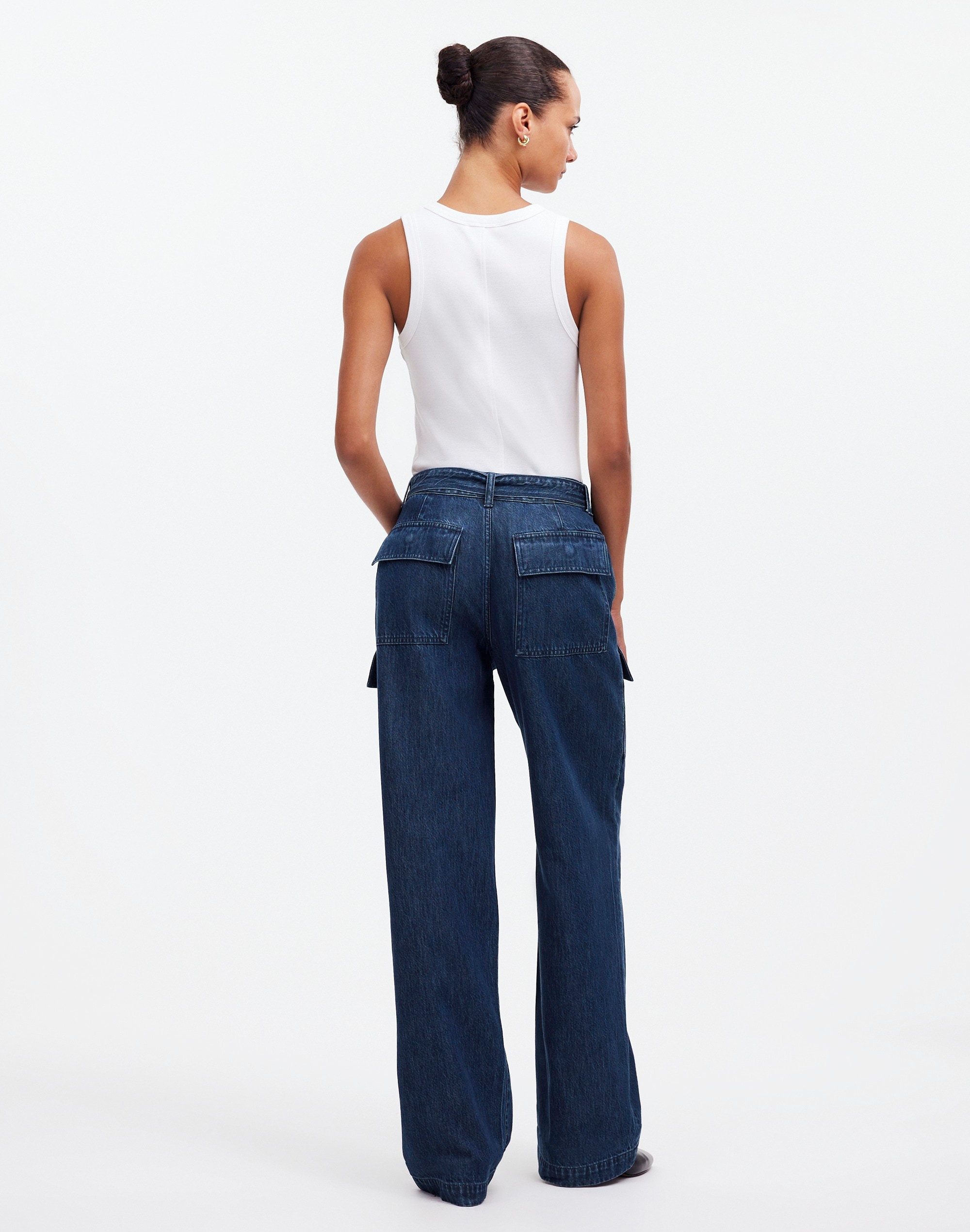 Belted Wide-Leg Cargo jeans Marlberry Wash: Airy Denim Edition | Madewell