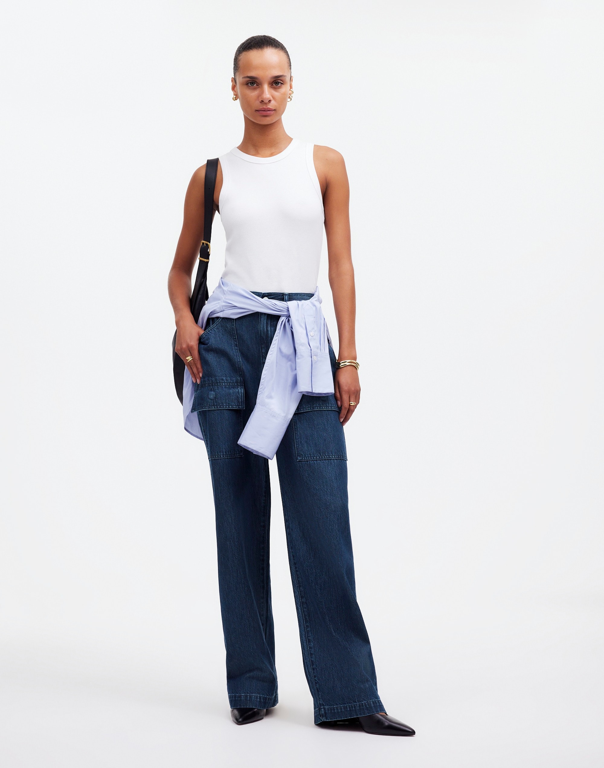 Belted Wide-Leg Cargo jeans Marlberry Wash: Airy Denim Edition | Madewell