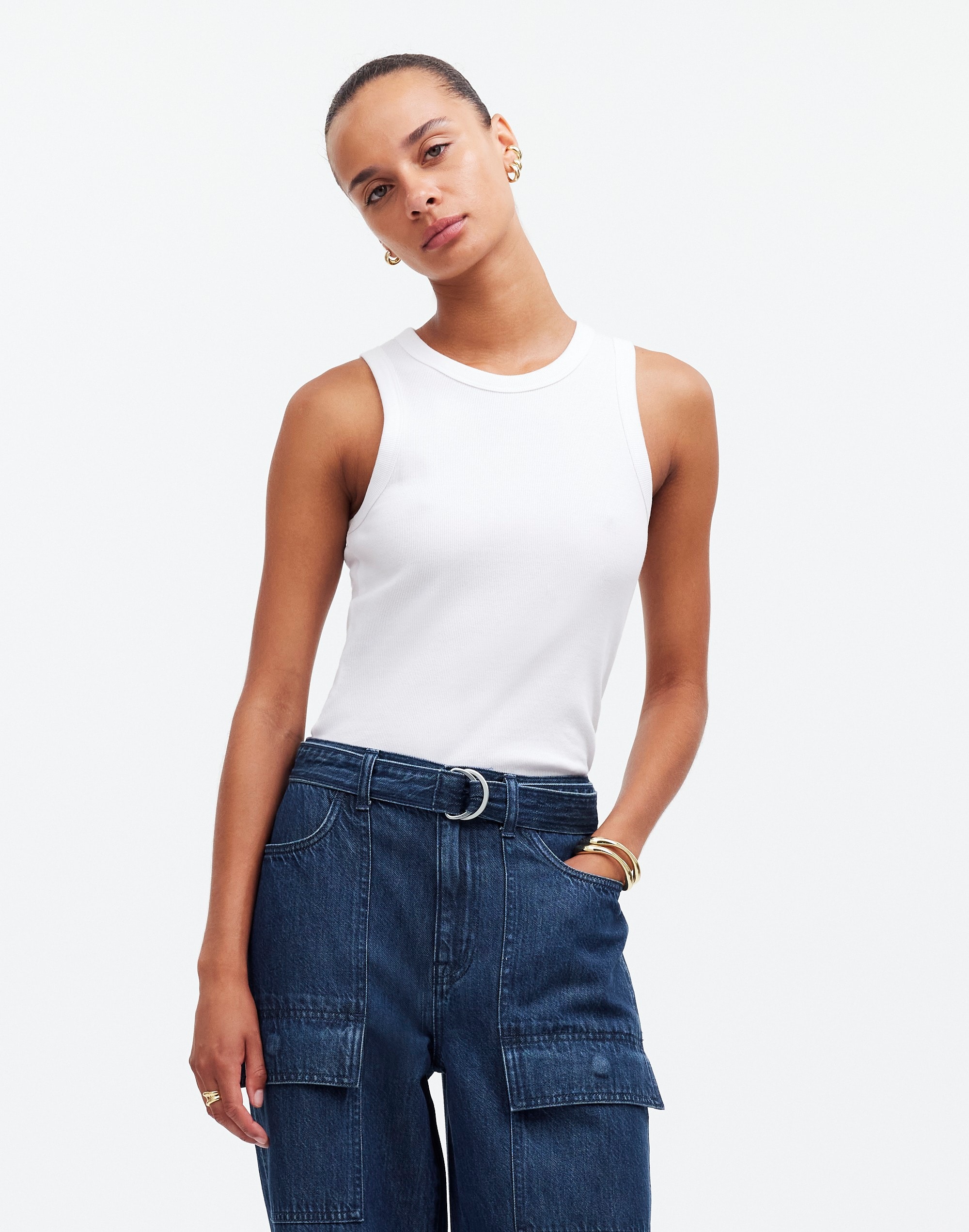 Belted Wide-Leg Cargo jeans Marlberry Wash: Airy Denim Edition | Madewell