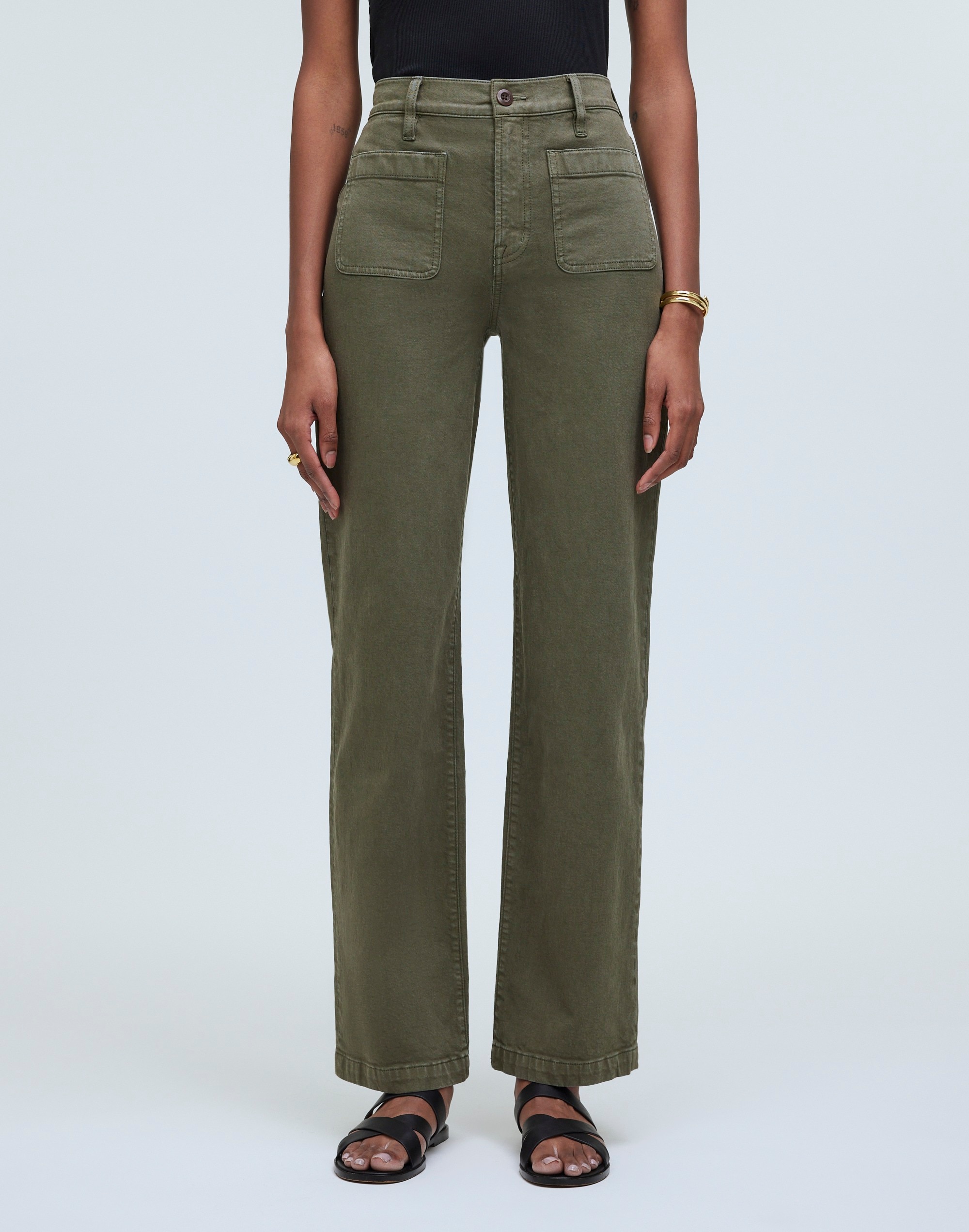 Shop Mw The Emmett Wide-leg Full-length Pant In Faded Ivy