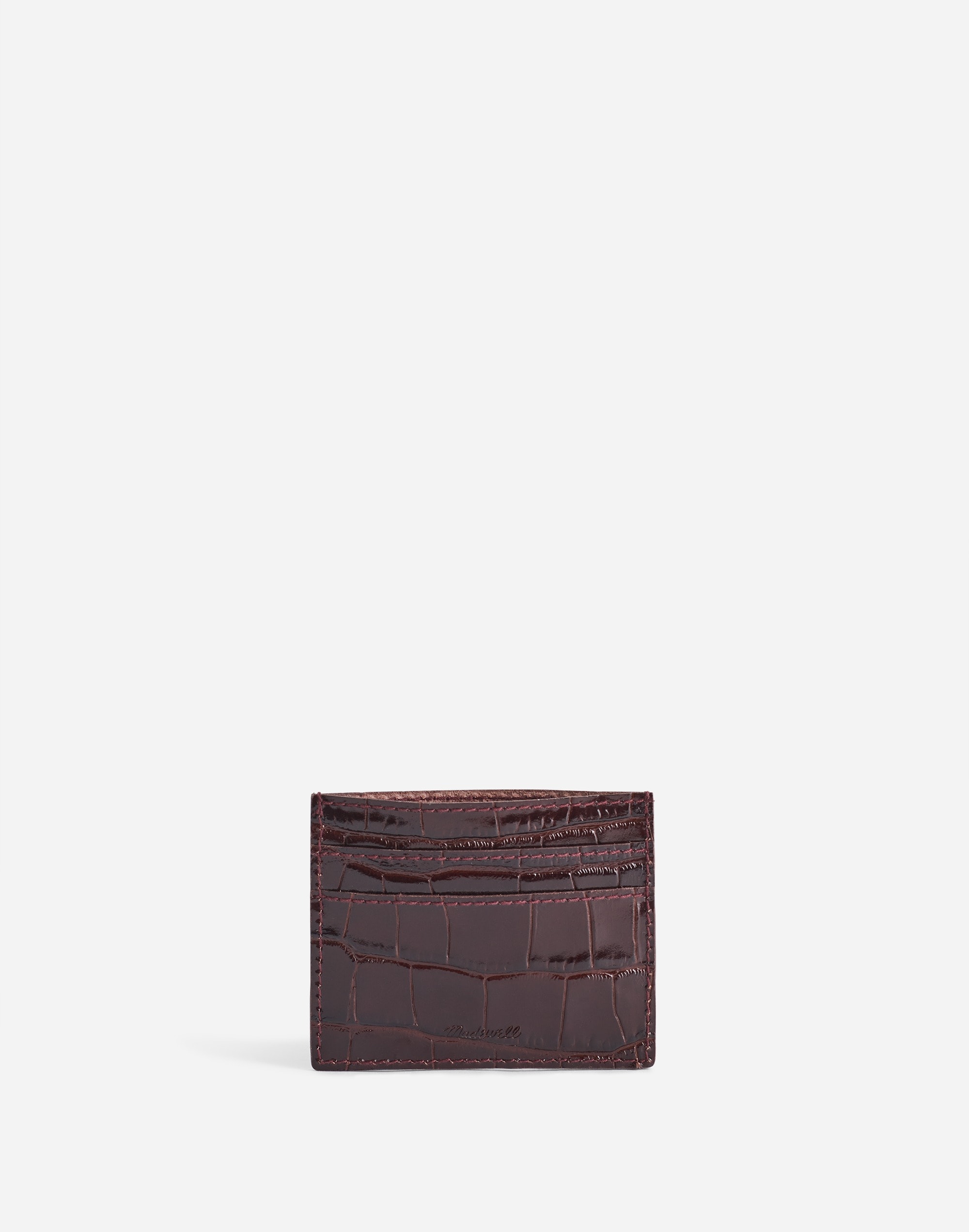 Mw The Stamped Leather Card Case In Burgundy