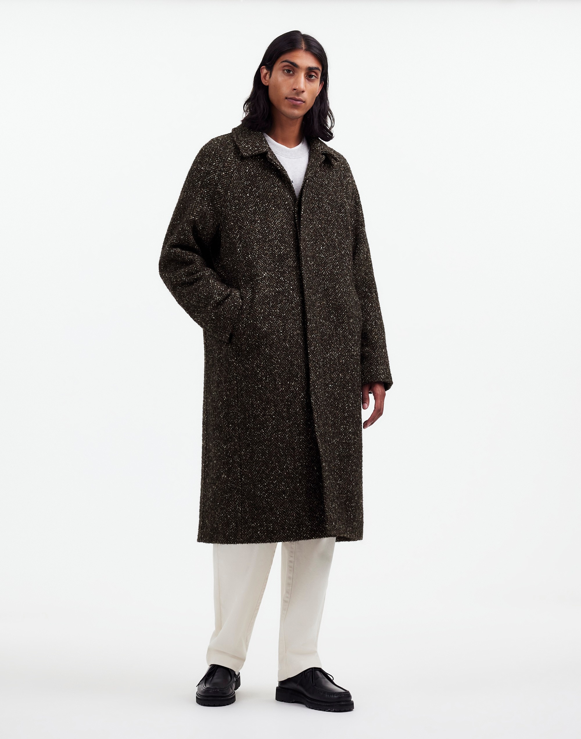 Mw Raglan-sleeve Topcoat In Chocolate Multi