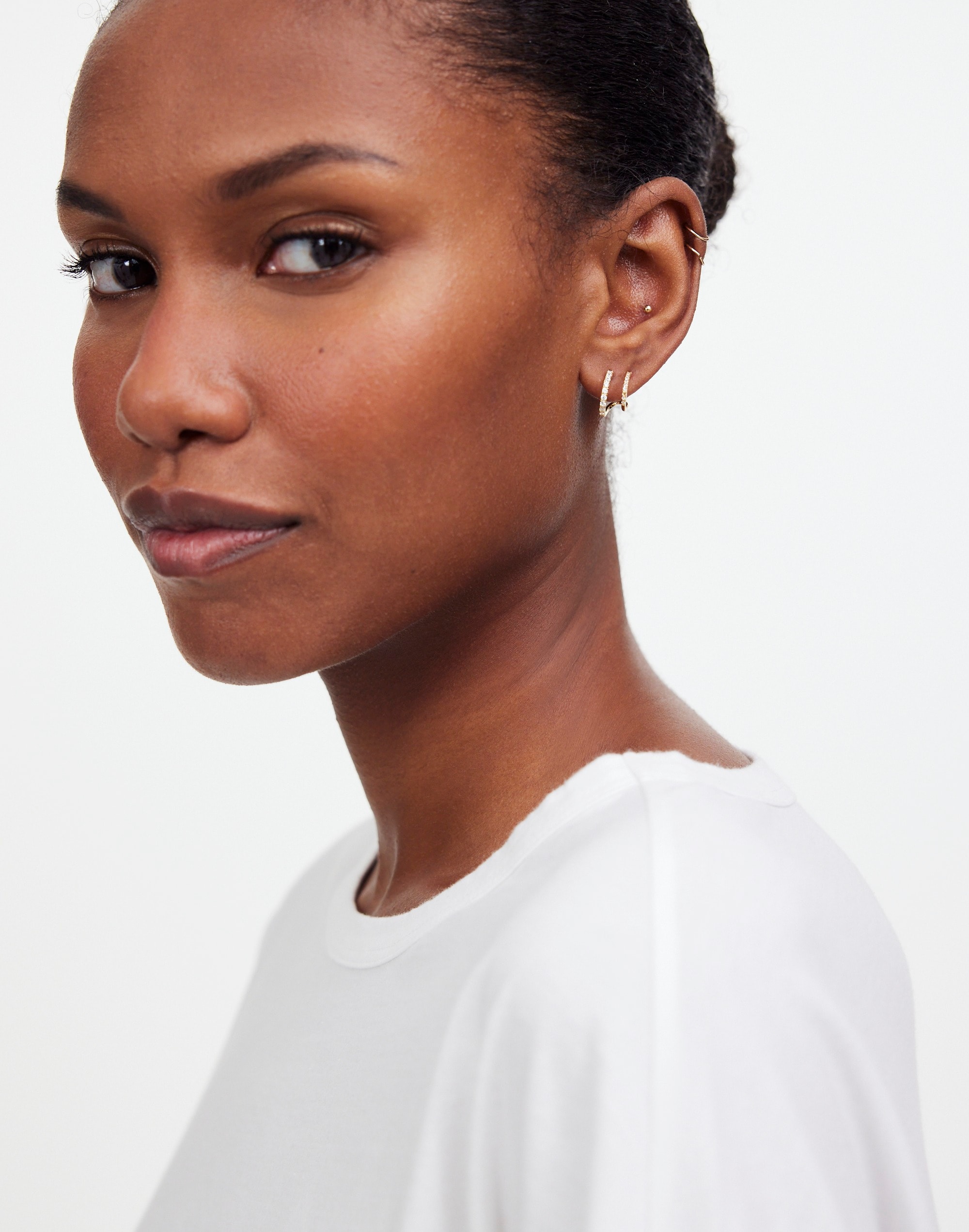 Demi-Fine Pavé Double Hoop Earrings | Madewell