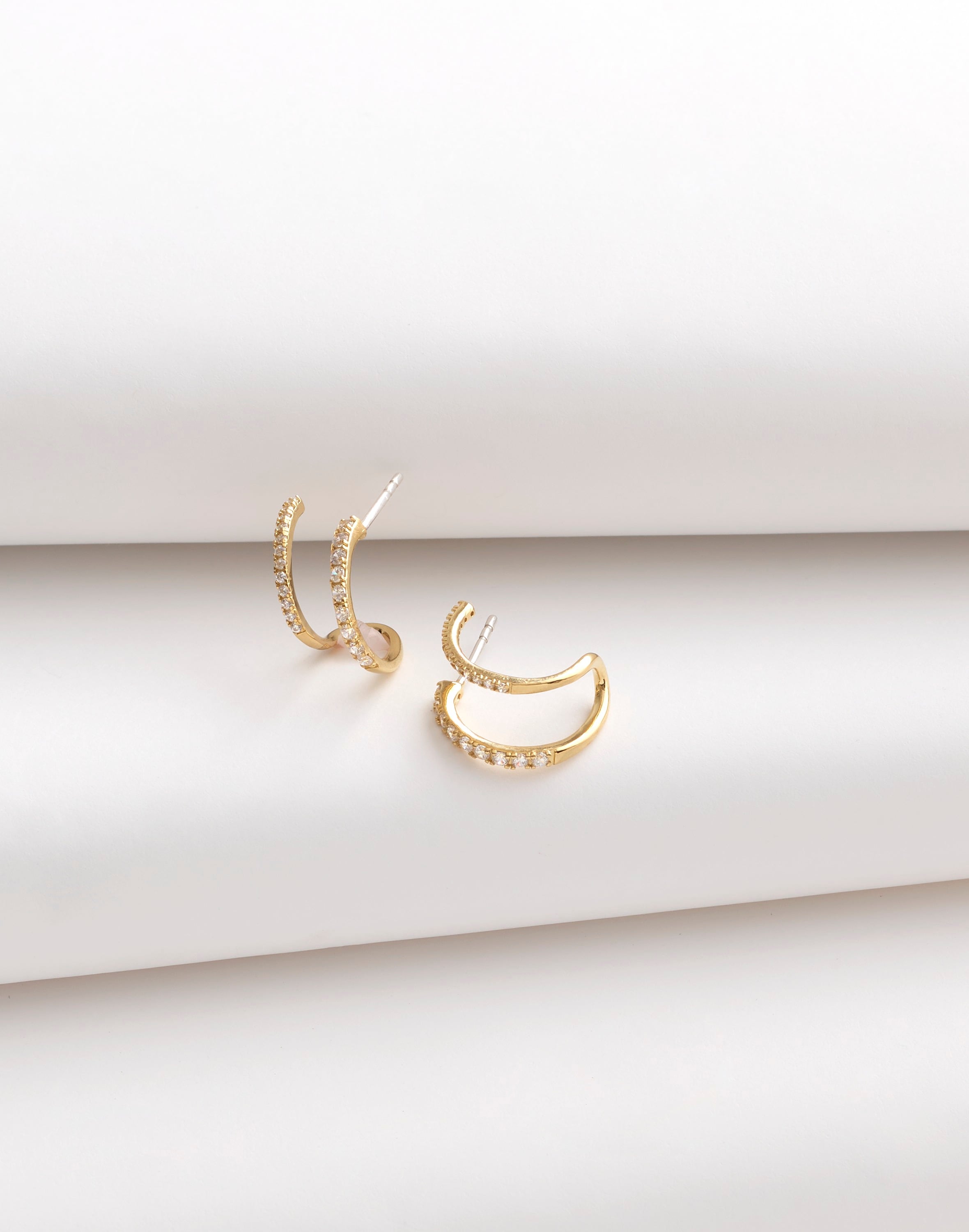 Demi-Fine Pavé Double Hoop Earrings | Madewell