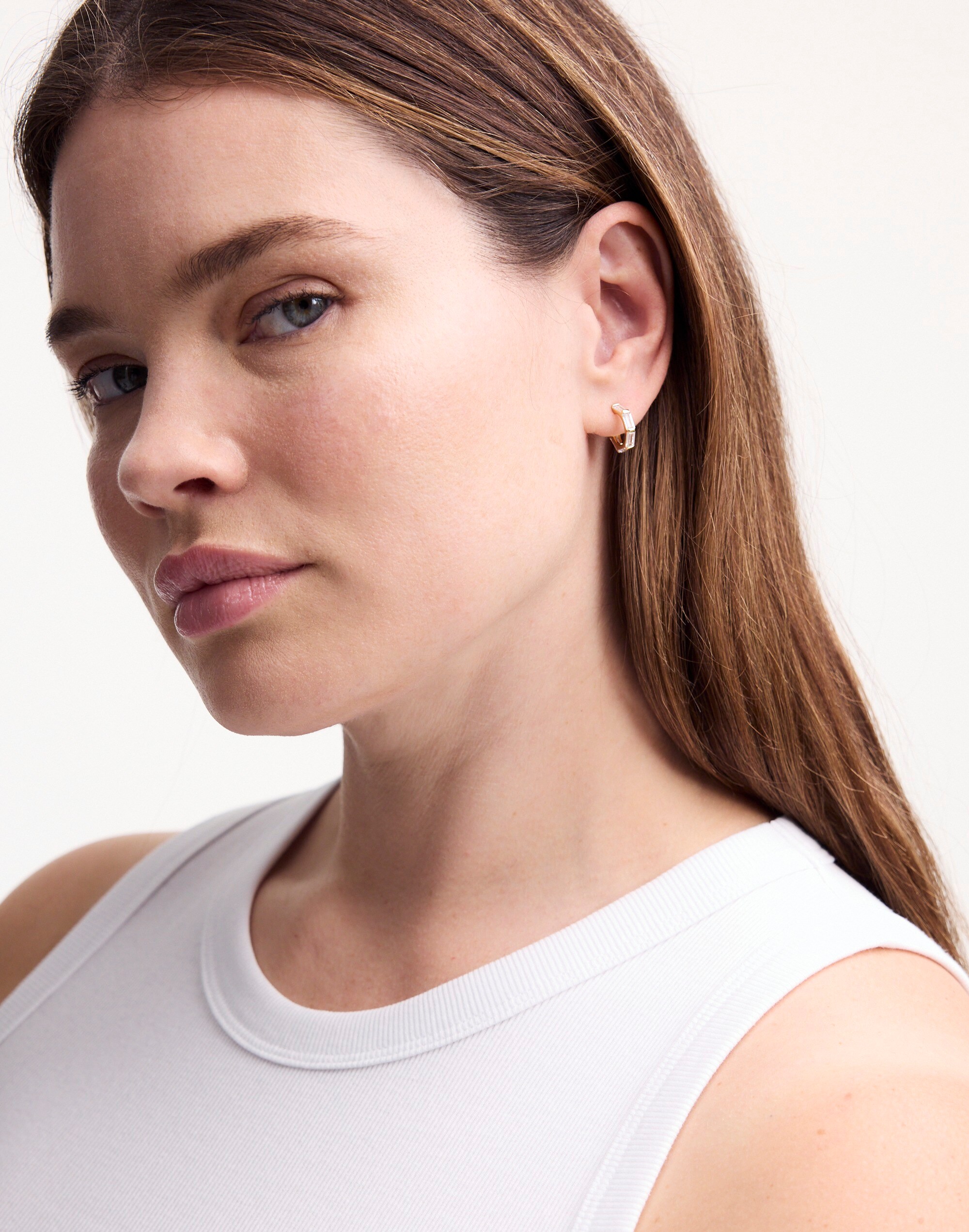 The Tennis Collection Baguette Crystal Hoop Earrings | Madewell