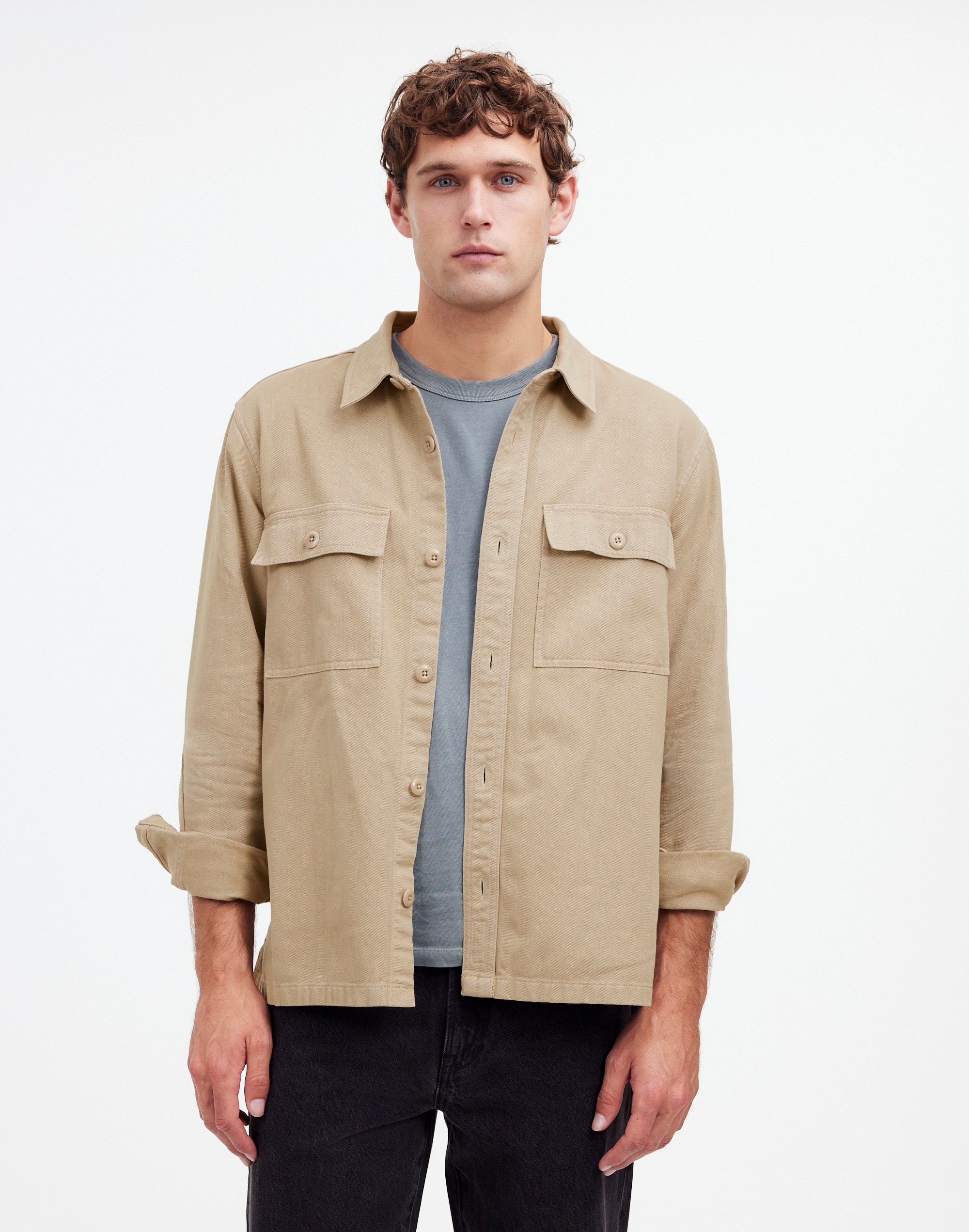 Mw Straight-hem Work Shirt In Driftwood