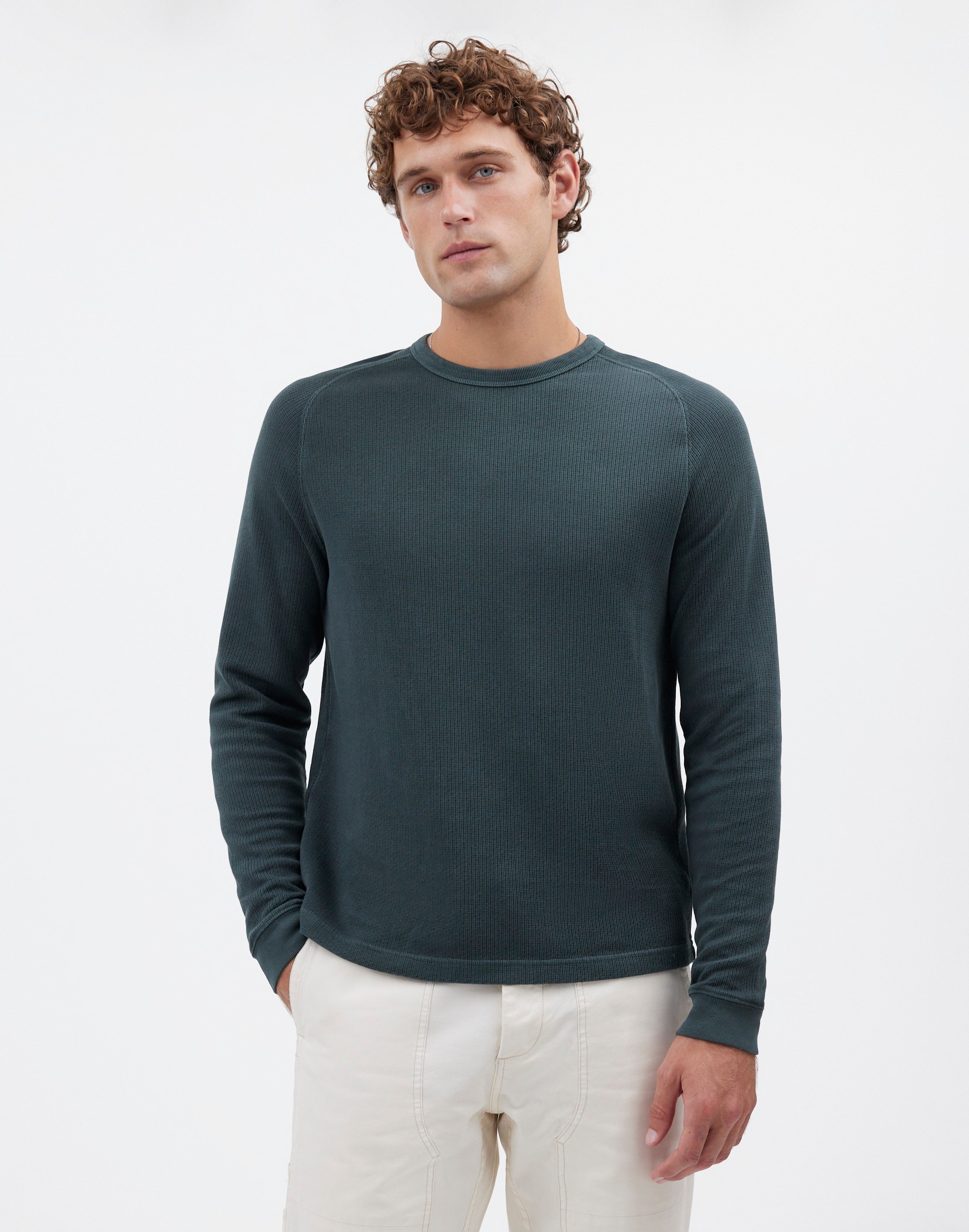 Mw Textured Long-sleeve Tee In Dark Bottle