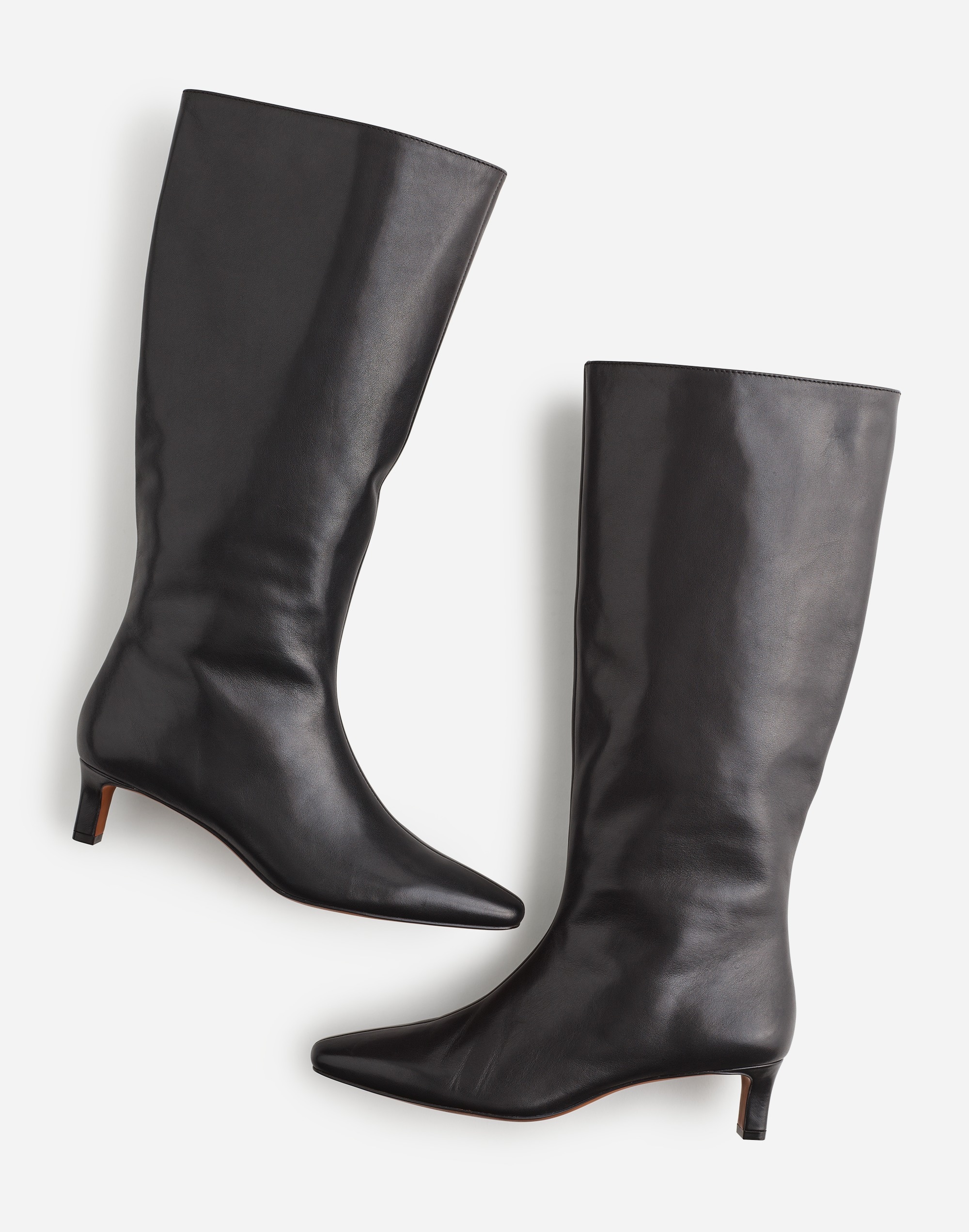 Mw The Dimes Kitten-heel Knee Boot With Extended Calf In True Black