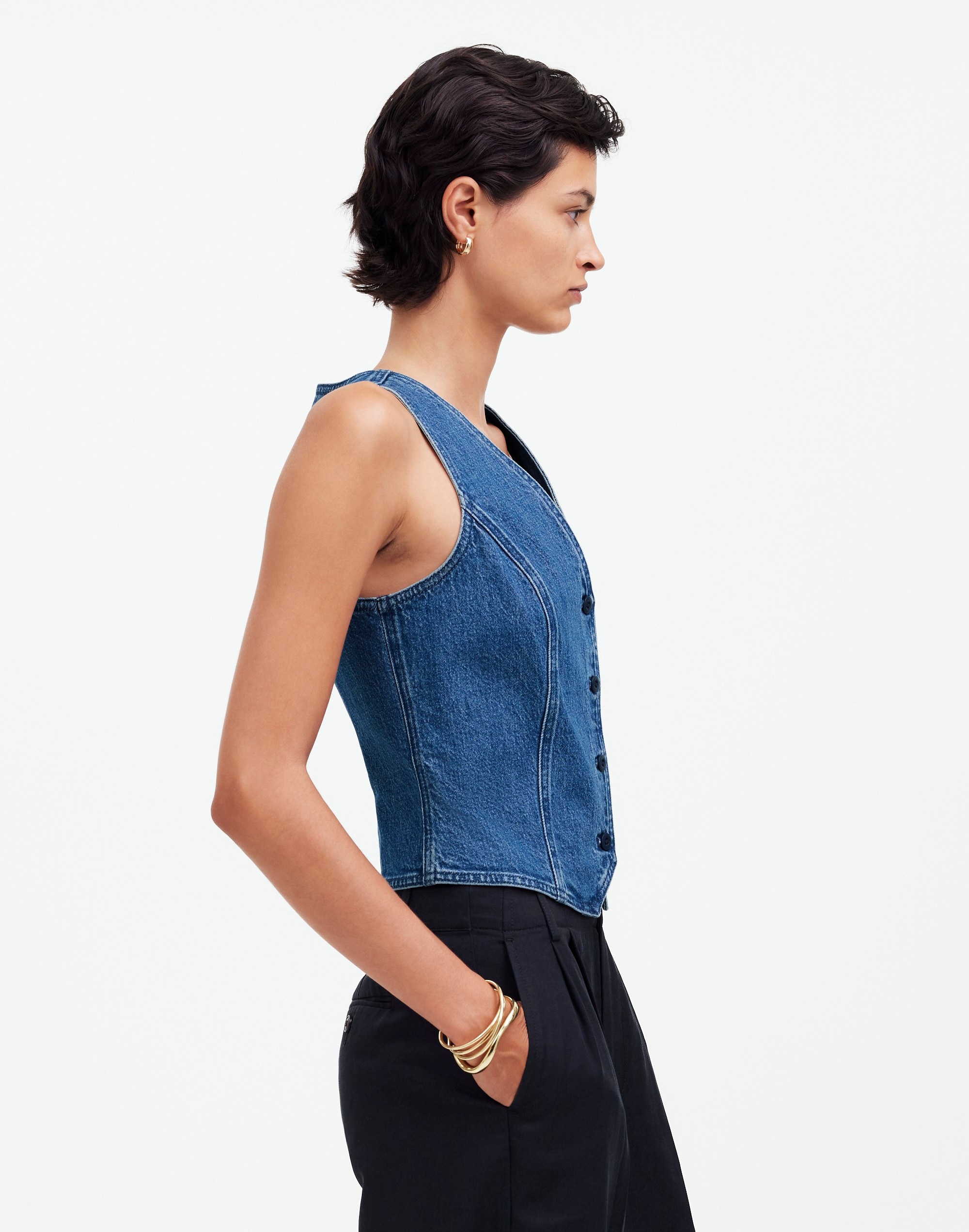 Denim Fitted Vest Medium Indigo Wash | Madewell