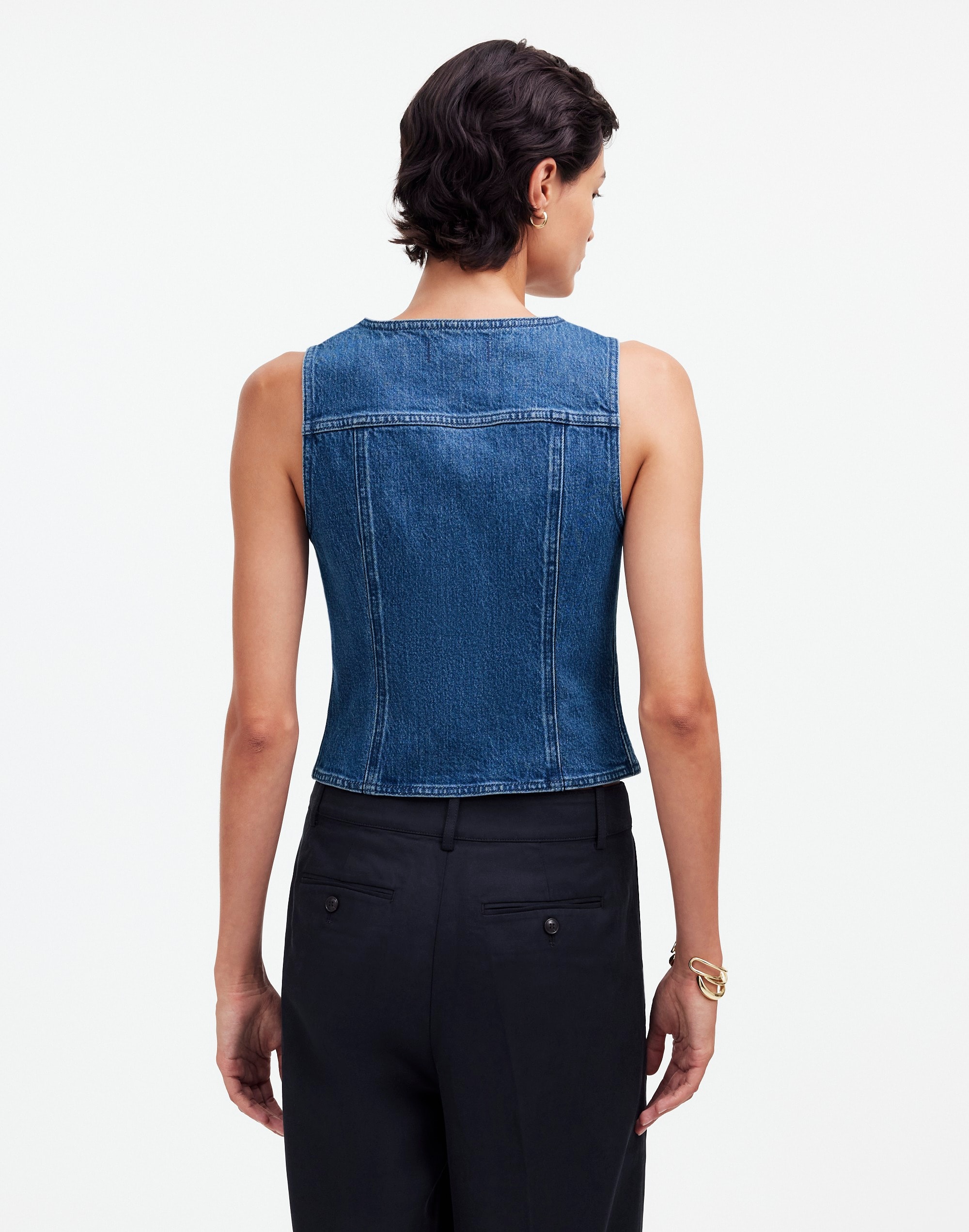 Denim Fitted Vest Medium Indigo Wash | Madewell